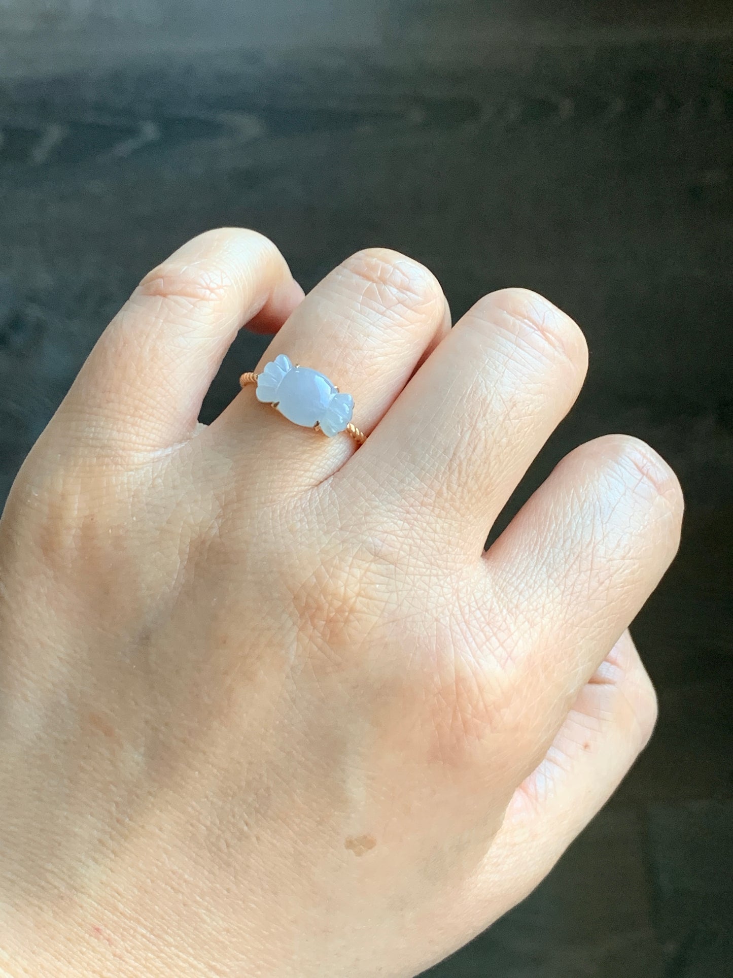 Certified Natural Grade A Icy Translucent Gelatinous Light Purple Jadeite Candy Ring 18K Rose Gold Sz 7.5 US 2.29g 天然冰胶淡紫翡翠糖果玫瑰金镶嵌戒指 8458