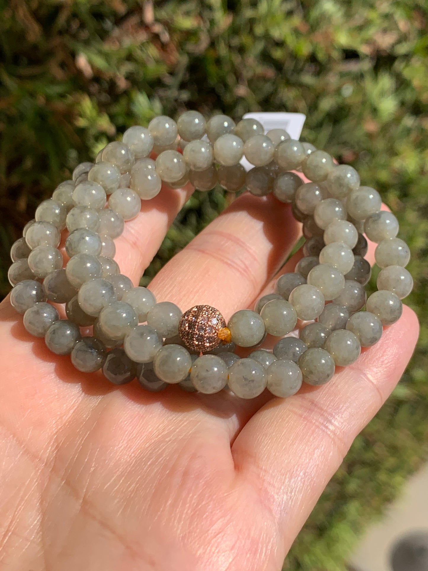 Natural Grade A Jade Jadeite Beaded Necklace Light Wuji Icy highly translucent gelatinous 6.3mm 25.5" 天然冰胶浅乌鸡翡翠圆珠长串 MWJ550