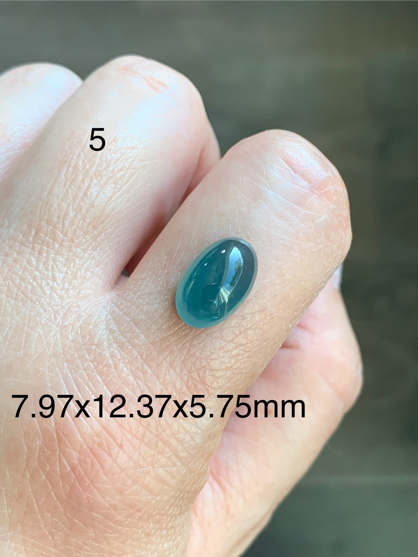 #5 - Natural Grade A Guatemalan Icy Blue Jade Jadeite Oval Cabochon Loose Stone