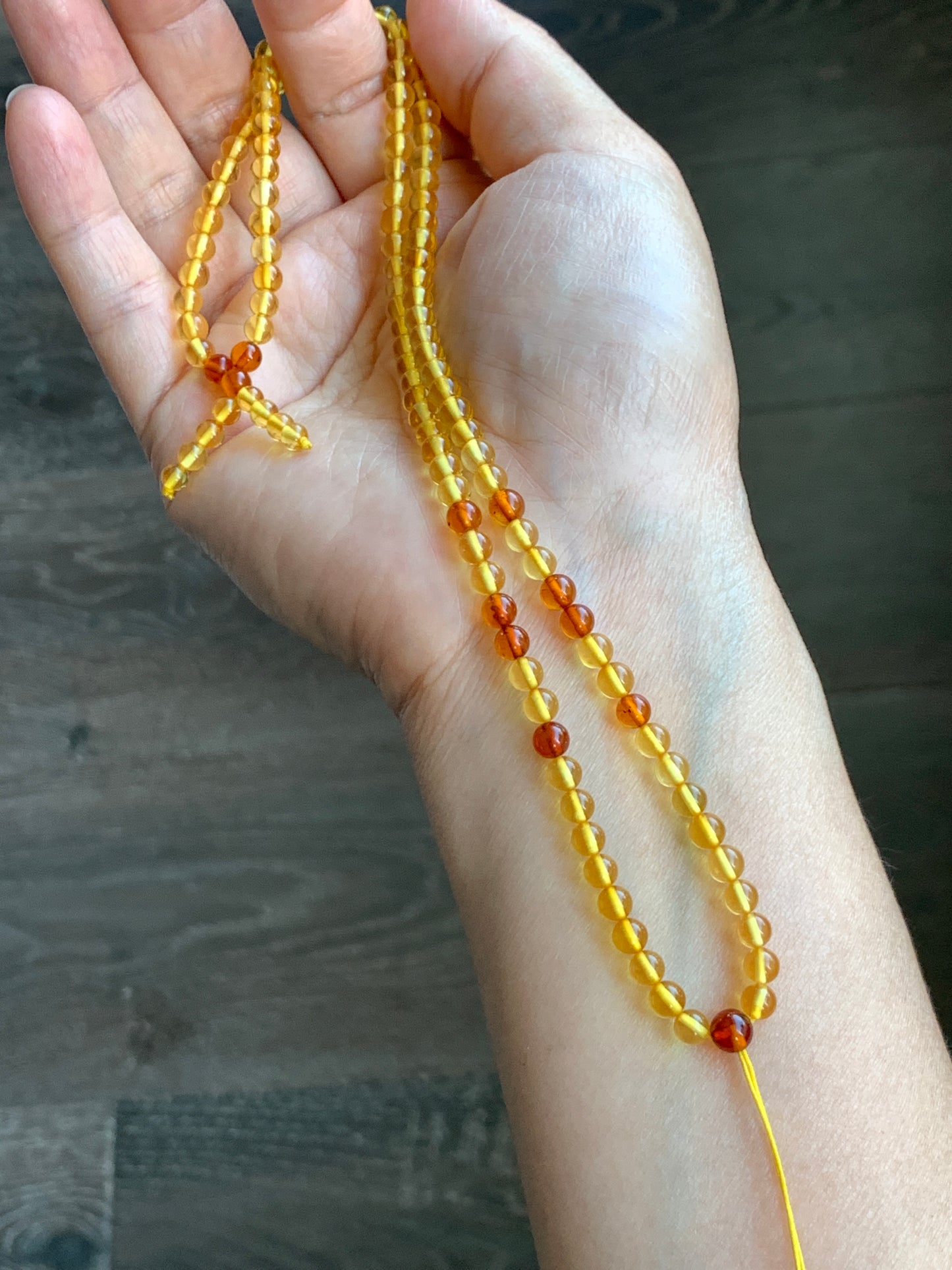 Natural Amber Beads Long Strand Beaded Necklace 4.6mm 7g 21”