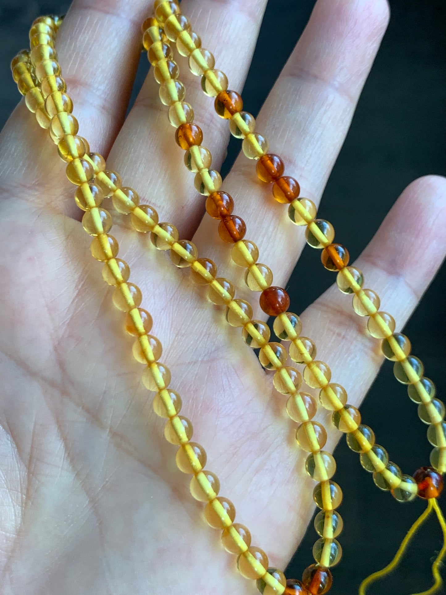 Natural Amber Beads Long Strand Beaded Necklace 4.6mm 7g 21”