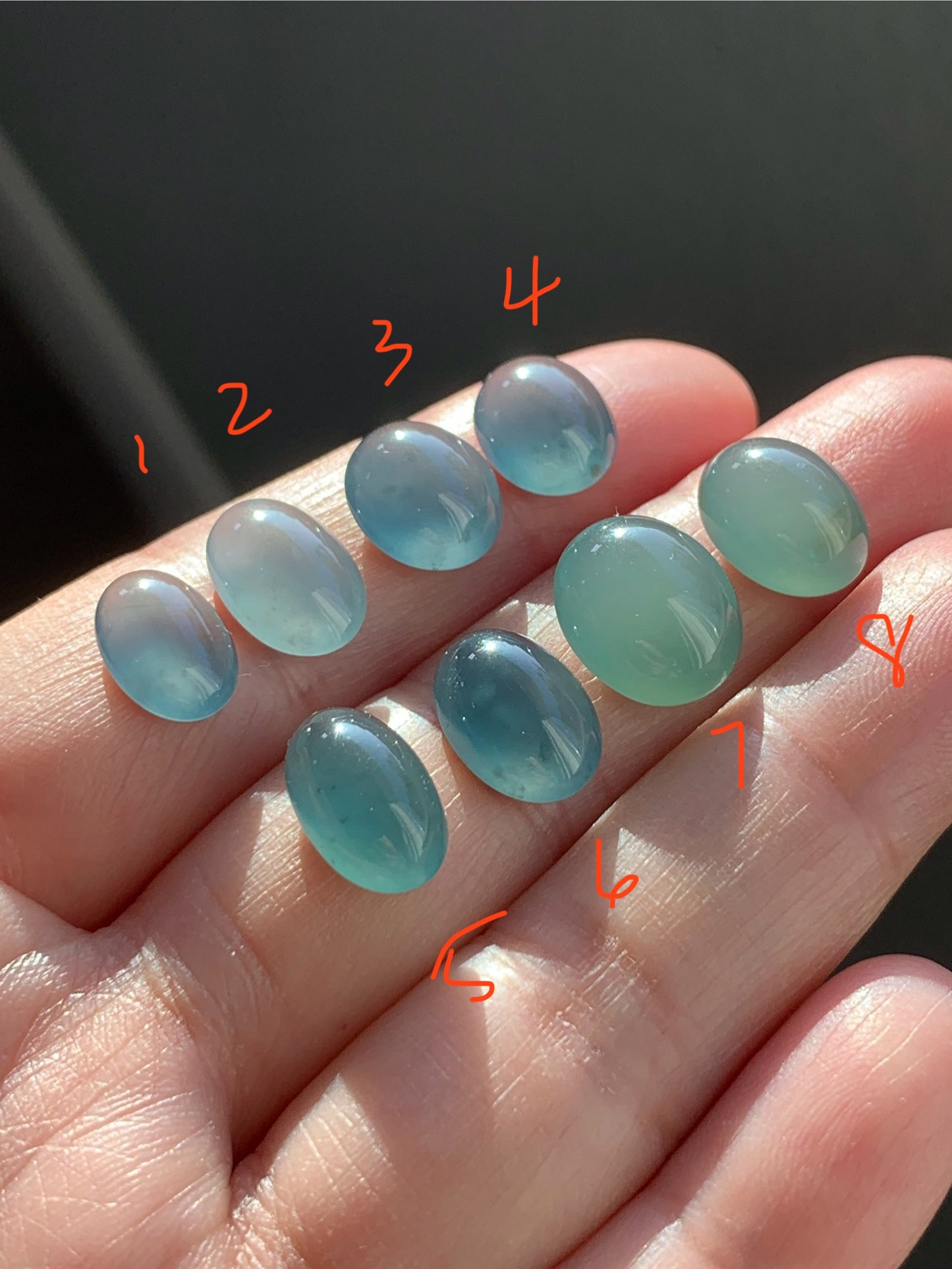 #1 - Natural Grade A Guatemalan Icy Blue Jade Jadeite Oval Cabochon Loose Stone