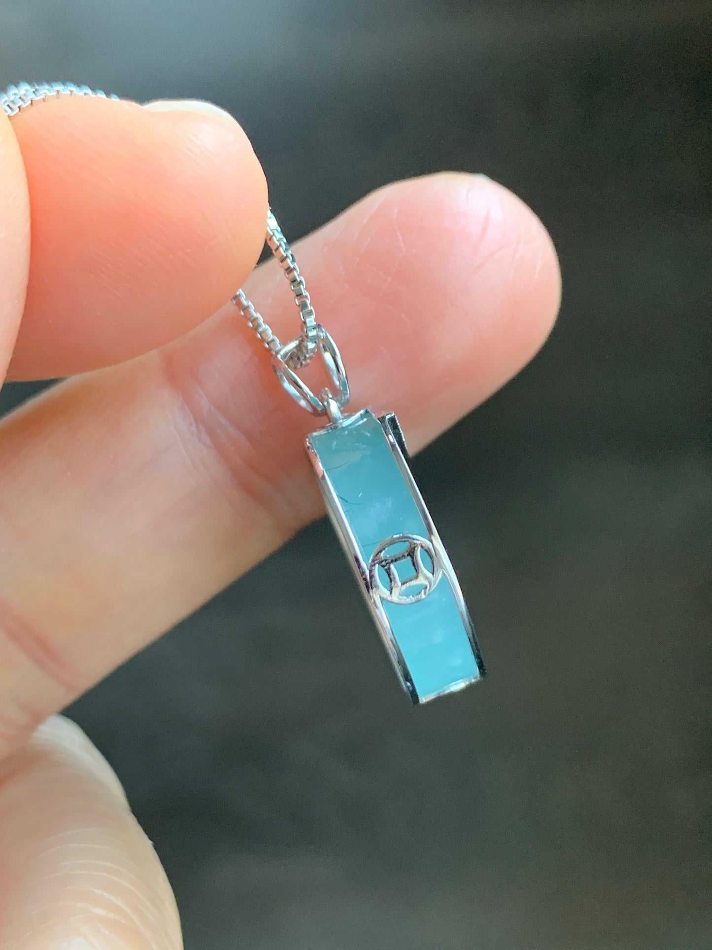 Certified Natural Guatemalan Premium Sky Blue Jadeite Circle Blessing Amulet Pendant Wu Shi Pai 18K White Gold & Diamonds 天然翡翠冰危蓝无事牌K金钻石镶嵌吊坠