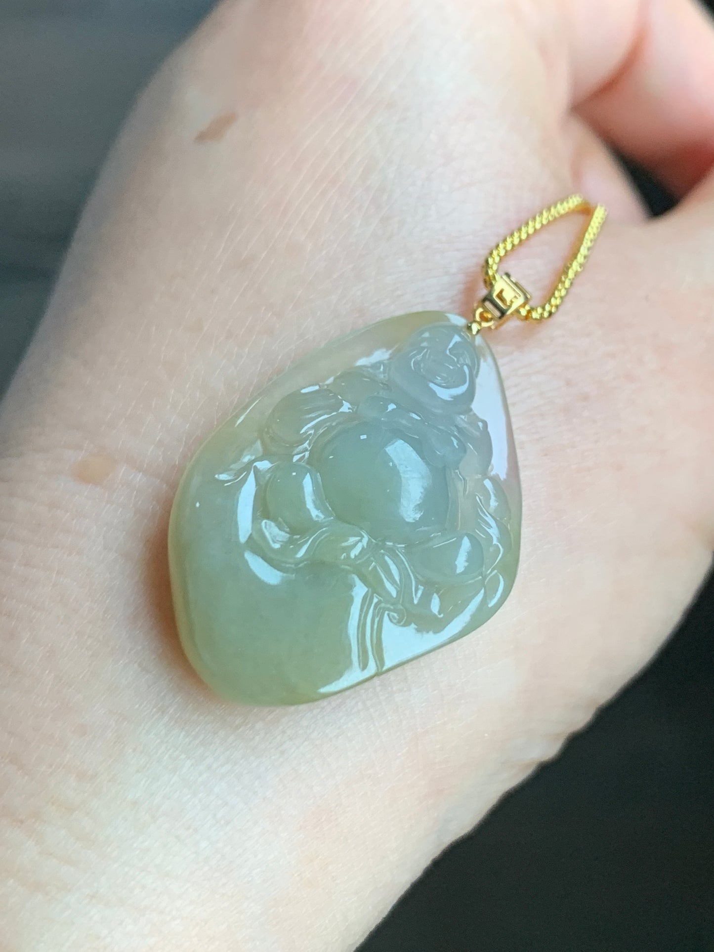 Certified Icy Premium Natural Yellow Jadeite Buddha Pendant 18K Yellow Gold Bail w/ or w/o Chain 正冰起胶天然黄翡精工佛公吊坠18K