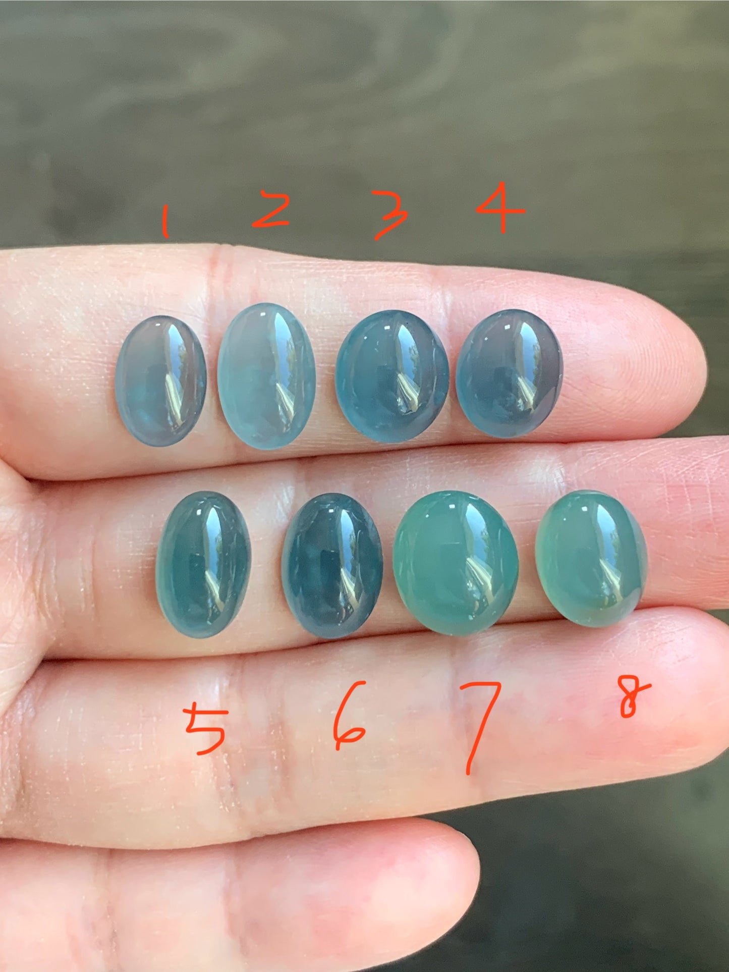 #2 - Natural Grade A Guatemalan Icy Blue Jade Jadeite Oval Cabochon Loose Stone