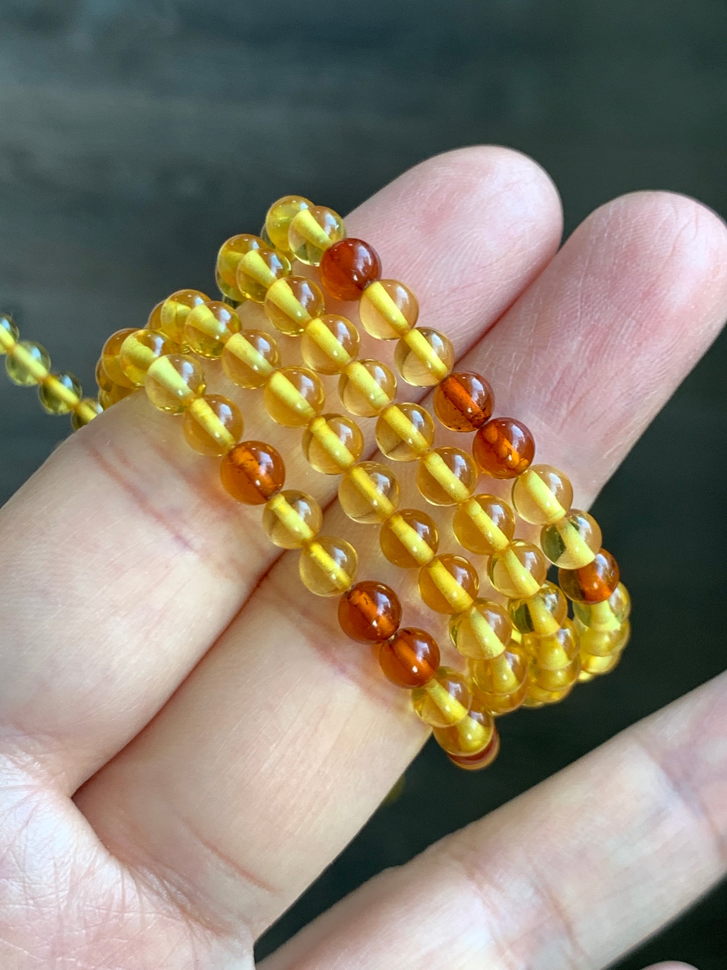 Natural Amber Beads Long Strand Beaded Necklace 4.6mm 7g 21”