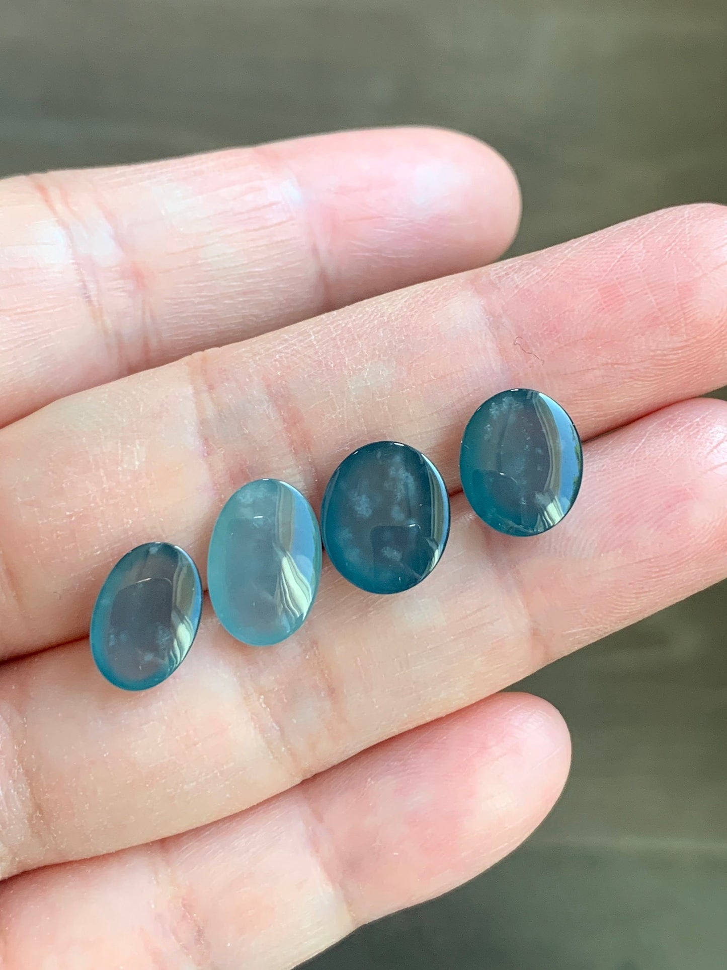 #4 - Natural Grade A Guatemalan Icy Blue Jade Jadeite Oval Cabochon Loose Stone