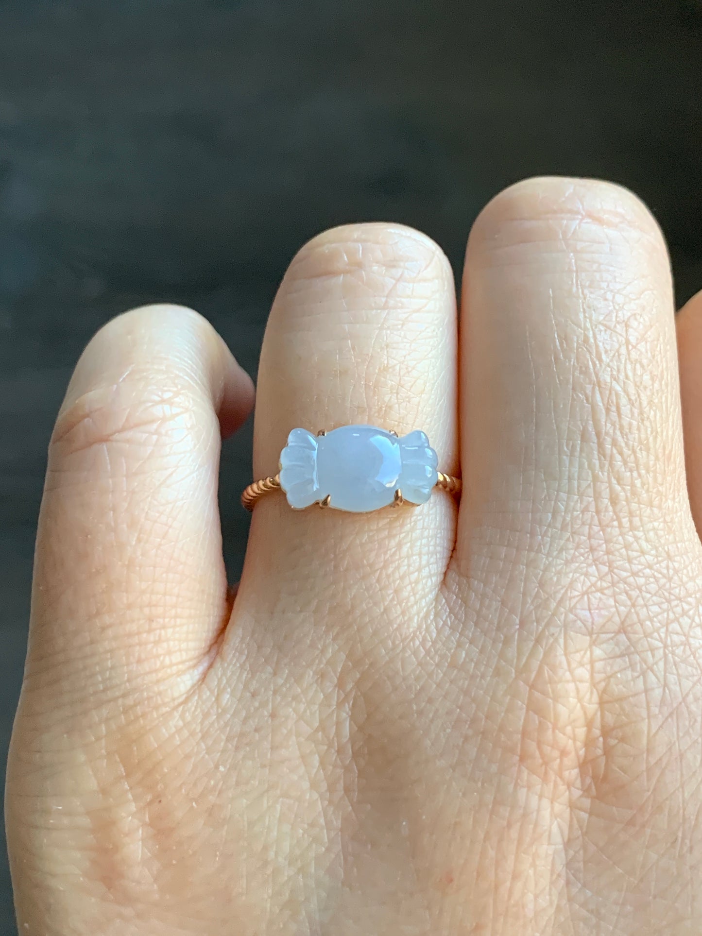 Certified Natural Grade A Icy Translucent Gelatinous Light Purple Jadeite Candy Ring 18K Rose Gold Sz 7.5 US 2.29g 天然冰胶淡紫翡翠糖果玫瑰金镶嵌戒指 8458