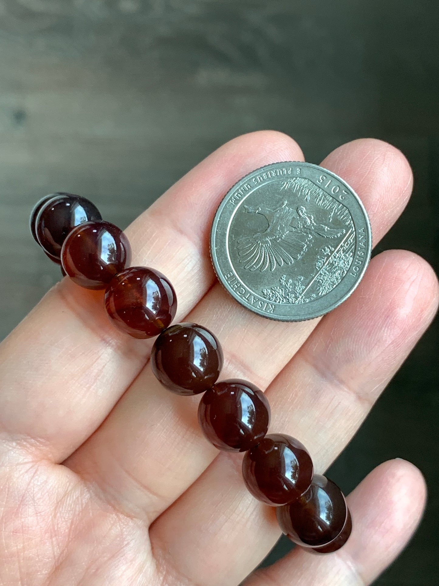 Natural Rare Blue Amber Beaded Bracelet Stretchy 10.5mm 7” 12g MLP230 天然紫杉醇琥珀手串