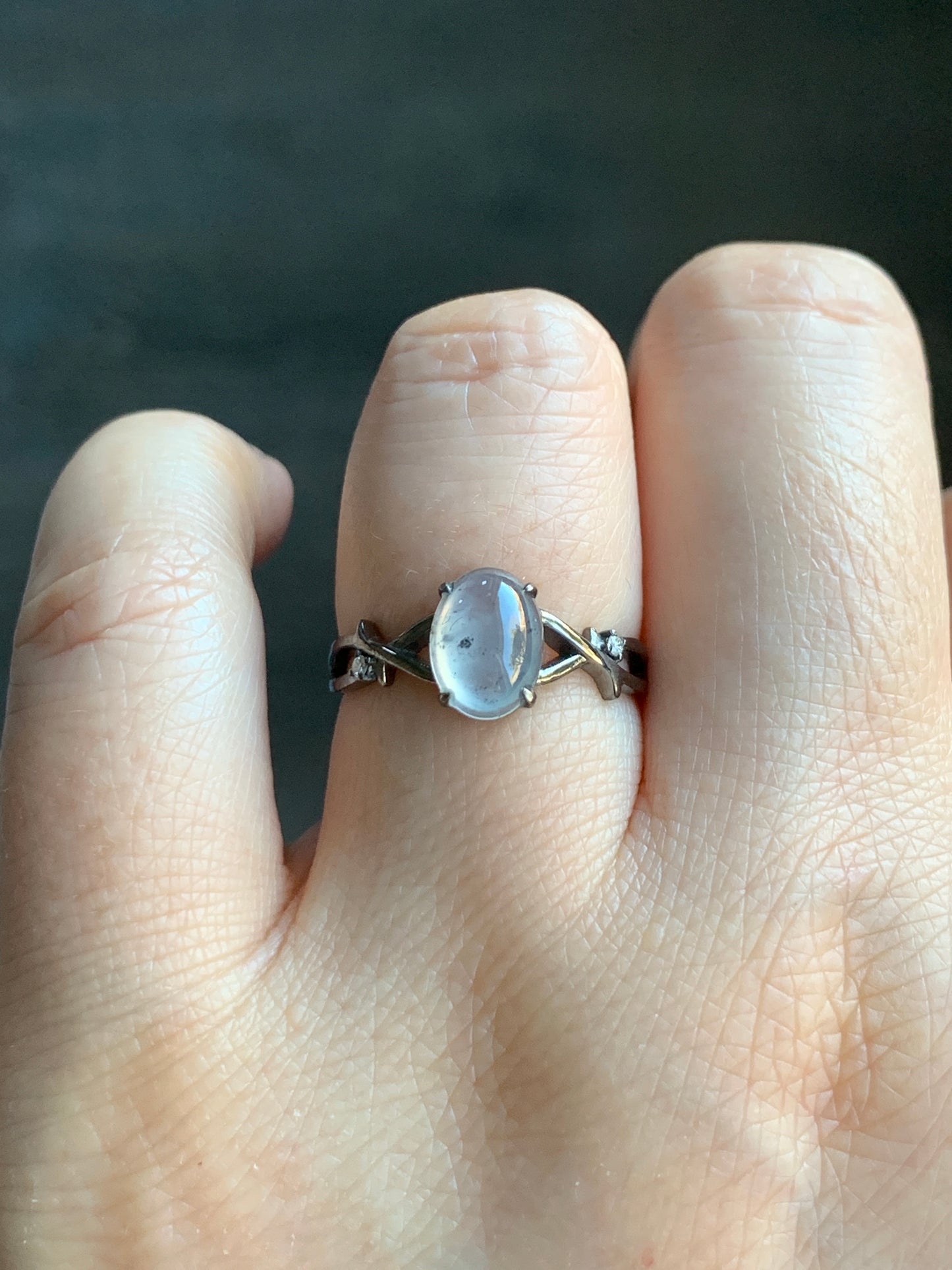 Certified Natural Grade A Premium Icy Transparent Wuji Marbled Jadeite Oval Solitaire Ring 18K Black Gold Diamonds Size 6.75 US 天然起光冰乌鸡翡翠黑金钻石戒指