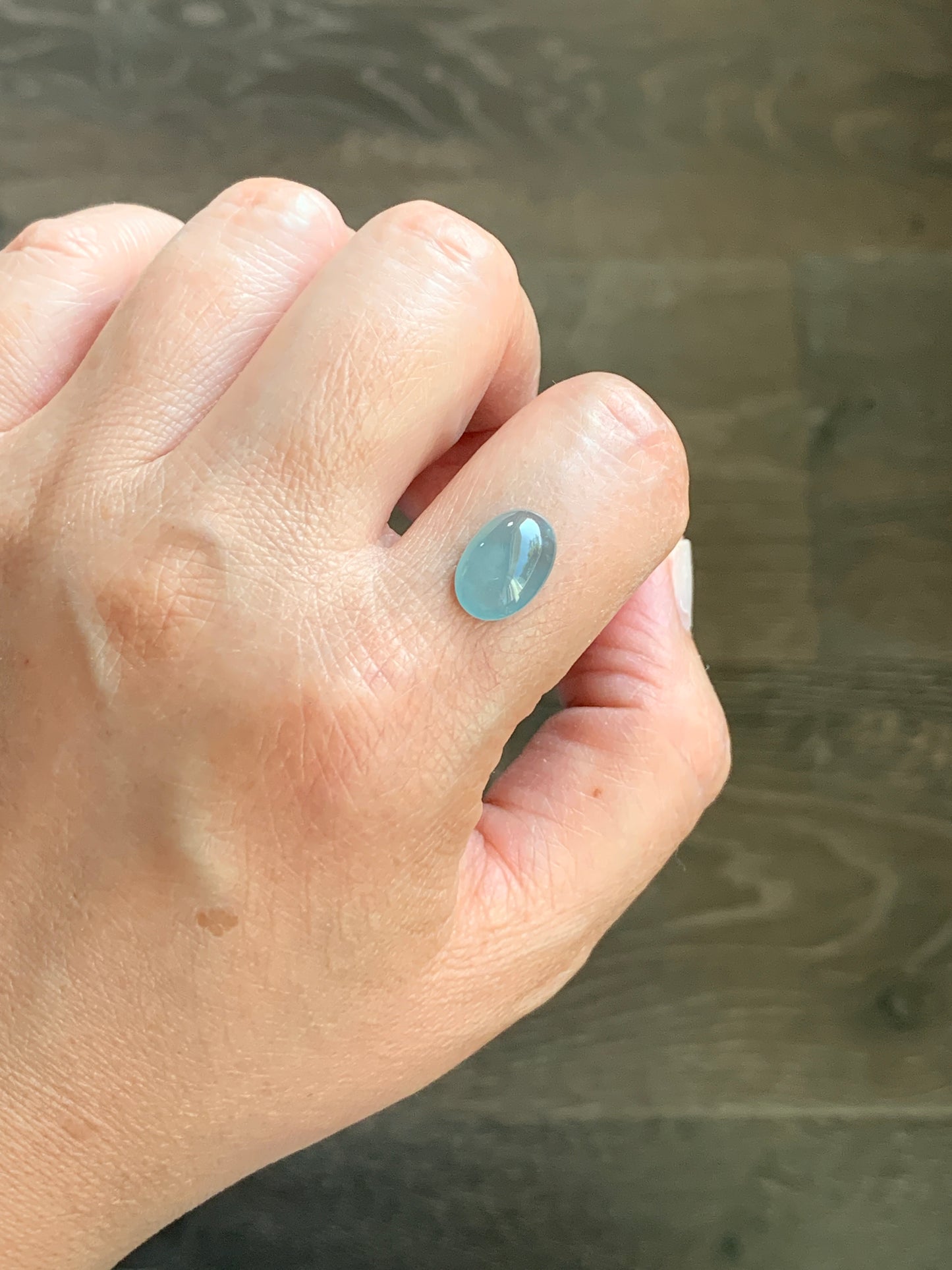 #2 - Natural Grade A Guatemalan Icy Blue Jade Jadeite Oval Cabochon Loose Stone