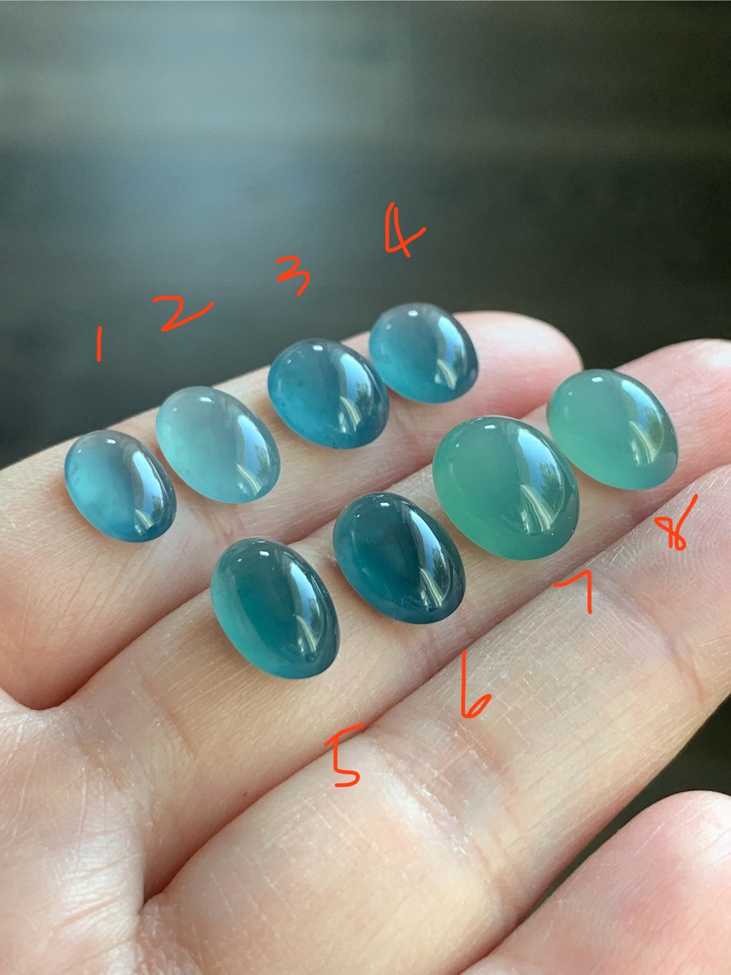 #1 - Natural Grade A Guatemalan Icy Blue Jade Jadeite Oval Cabochon Loose Stone
