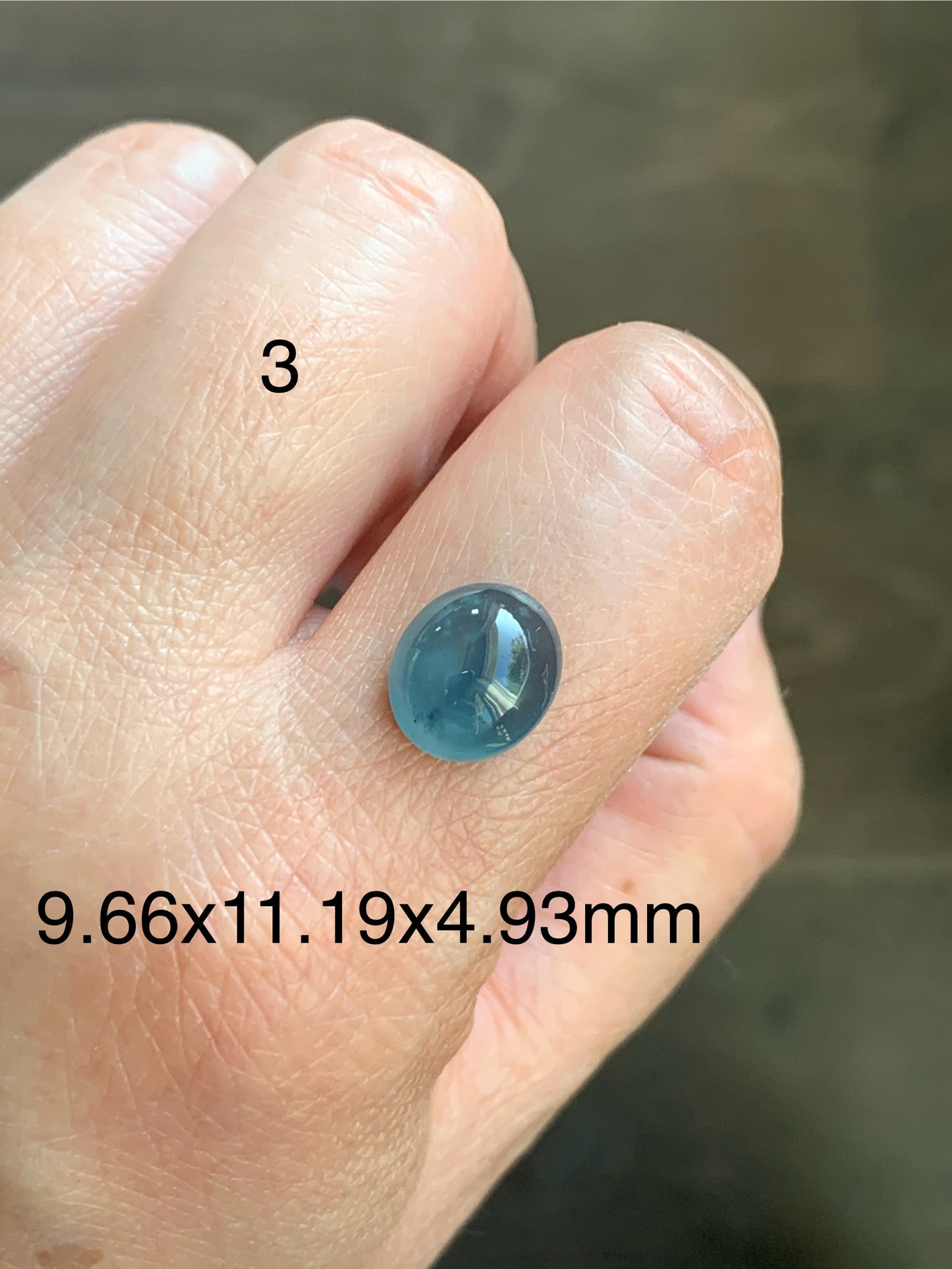 #3 - Natural Grade A Guatemalan Icy Blue Jade Jadeite Oval Cabochon Loose Stone