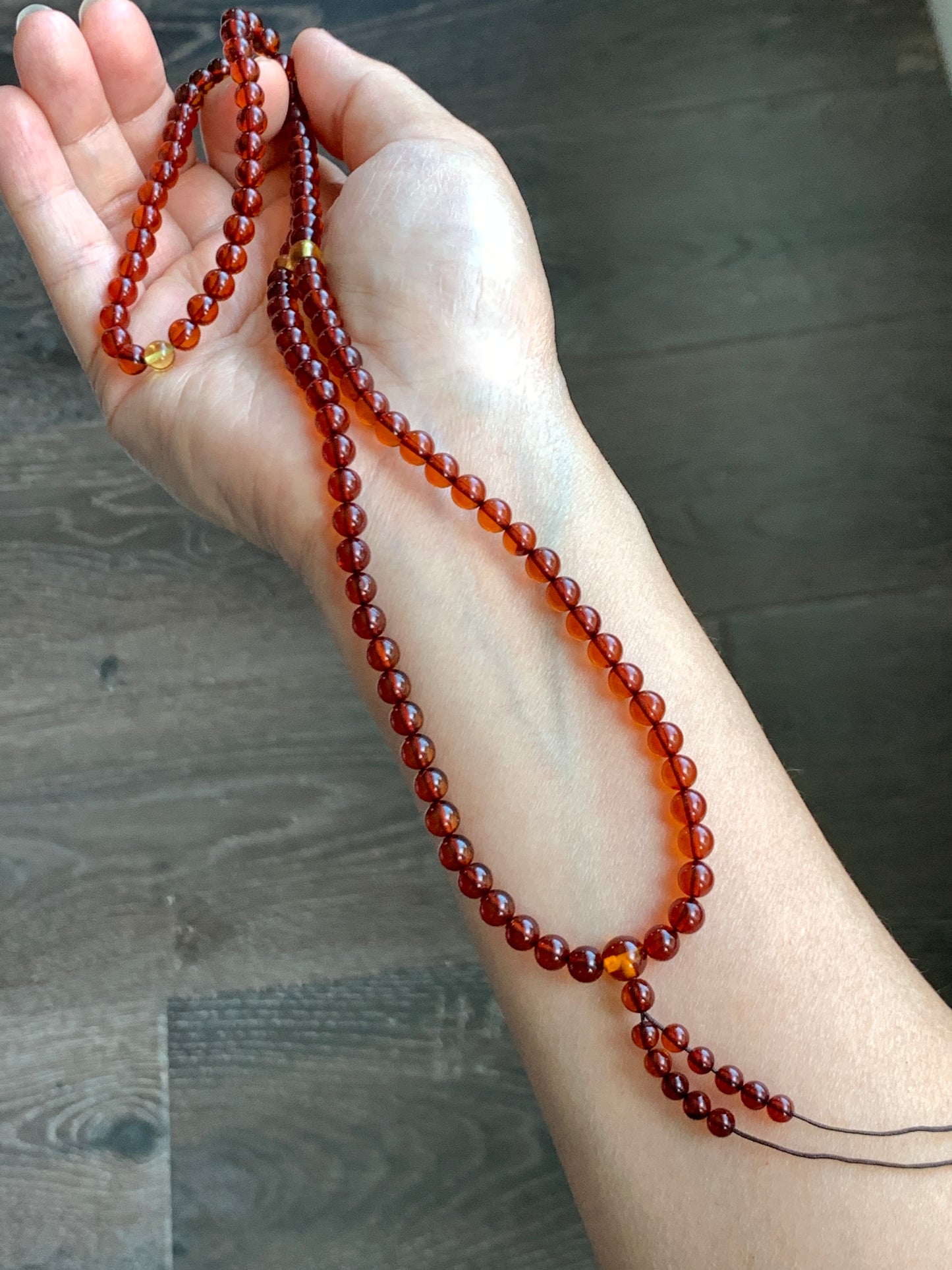 Certified Natural Amber Beads Long Strand Beaded Necklace 5.9-6mm 13g 24” 0870