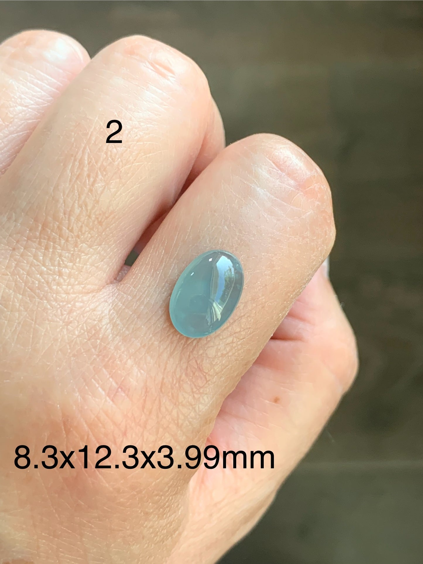#2 - Natural Grade A Guatemalan Icy Blue Jade Jadeite Oval Cabochon Loose Stone