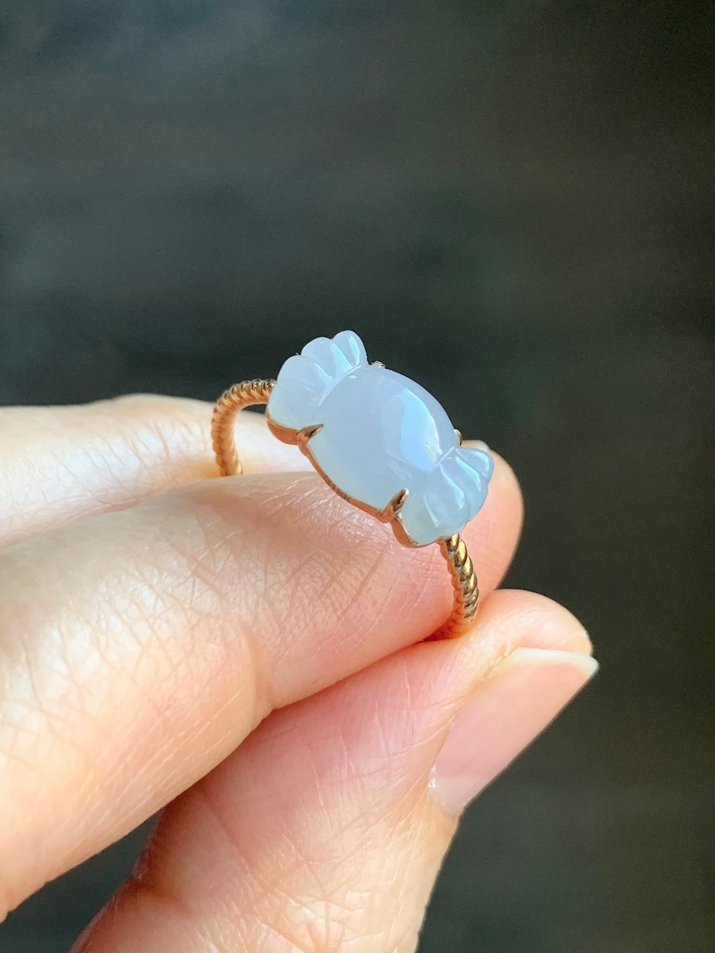 Certified Natural Grade A Icy Translucent Gelatinous Light Purple Jadeite Candy Ring 18K Rose Gold Sz 7.5 US 2.29g 天然冰胶淡紫翡翠糖果玫瑰金镶嵌戒指 8458