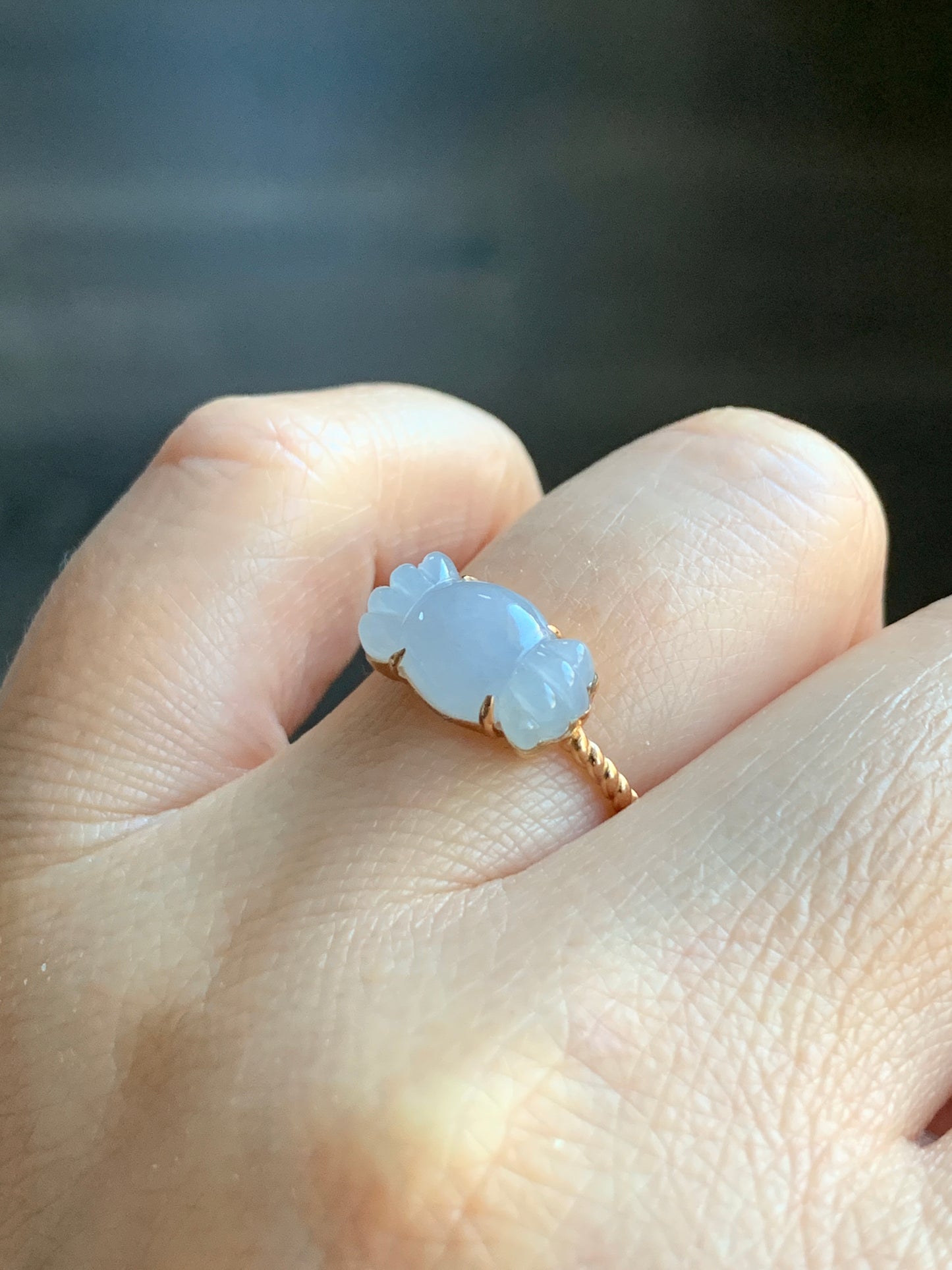 Certified Natural Grade A Icy Translucent Gelatinous Light Purple Jadeite Candy Ring 18K Rose Gold Sz 7.5 US 2.29g 天然冰胶淡紫翡翠糖果玫瑰金镶嵌戒指 8458