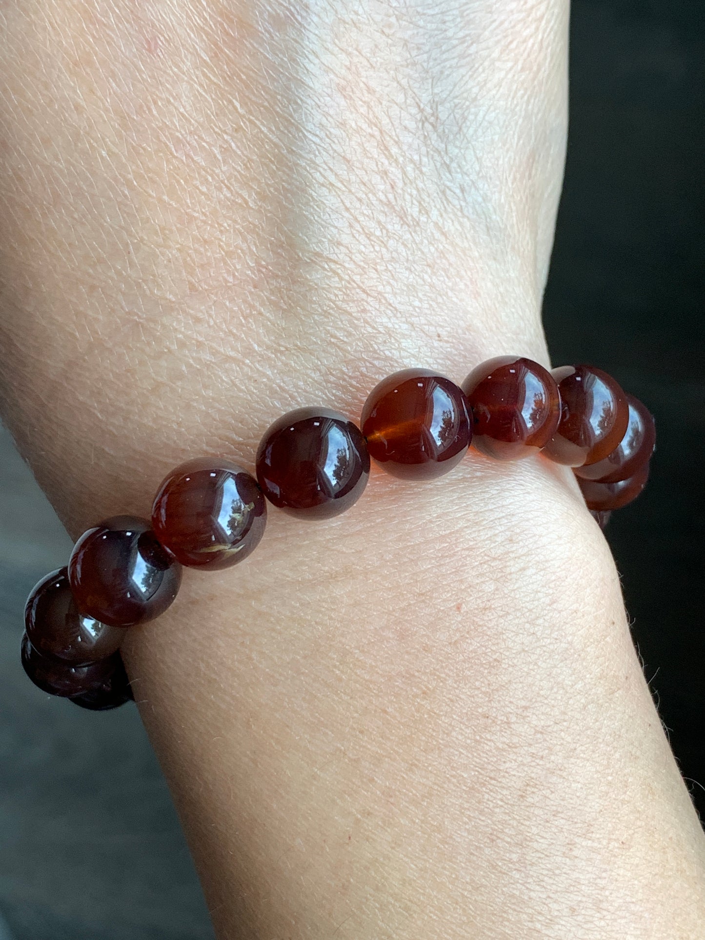 Natural Rare Blue Amber Beaded Bracelet Stretchy 10.5mm 7” 12g MLP230 天然紫杉醇琥珀手串