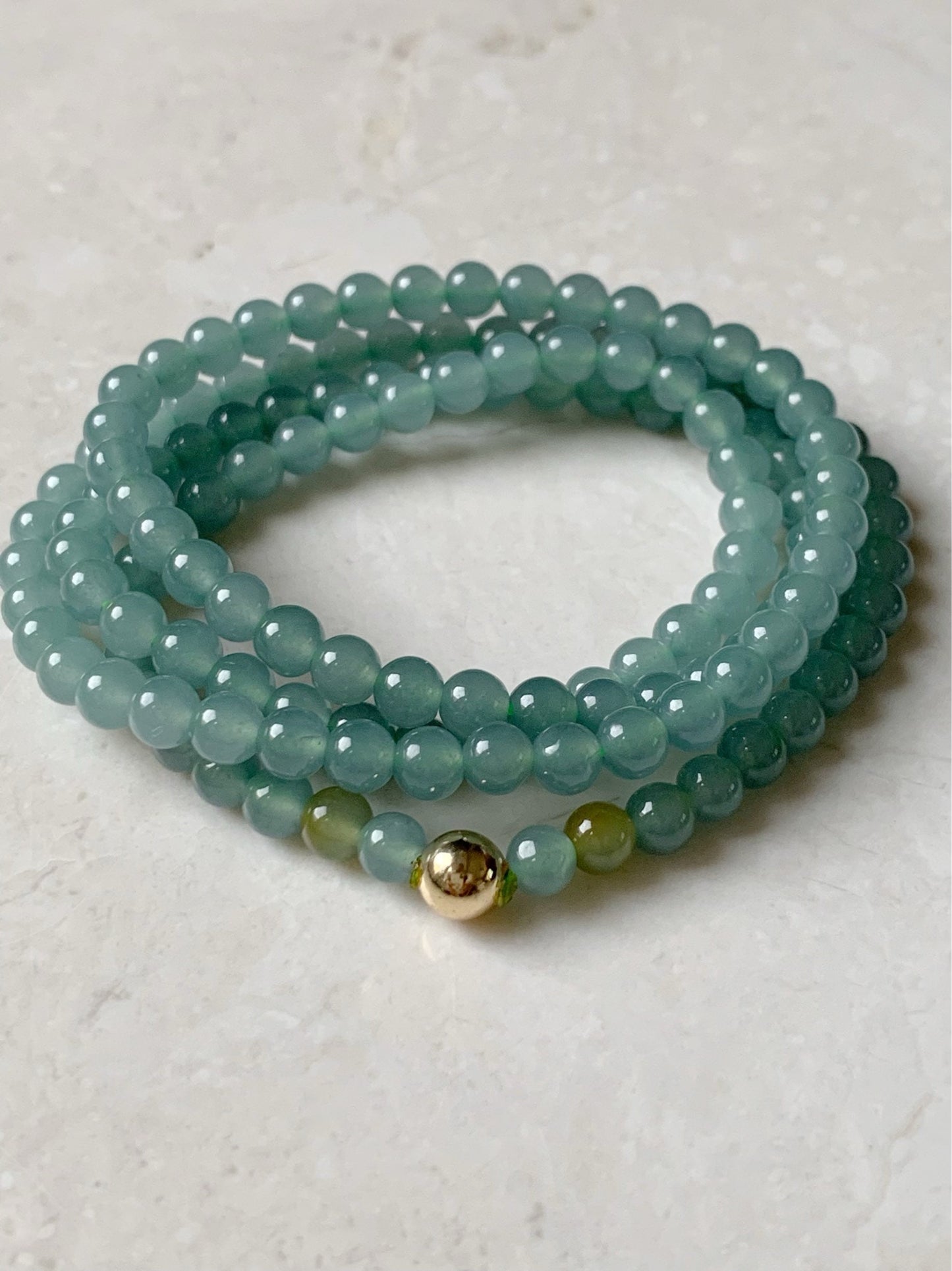 Natural Guatemalan Translucent Gelatinous Light Blue Jadeite Beaded Necklace 5mm 22” 天然危地马拉冰胶蓝水翡翠长串