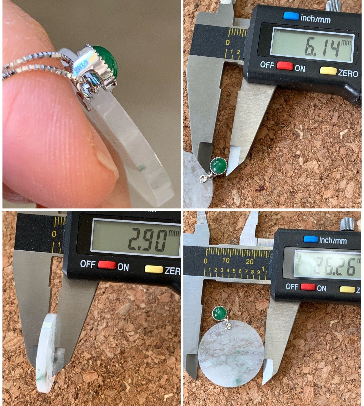 Certified Natural Burmese Moxisha Icy Jadeite Green Marbling Blessing Amulet Pendant Wu Shi Pai 18K Yellow Gold 天然缅甸莫西沙飘绿花翡翠无事牌镶嵌吊坠