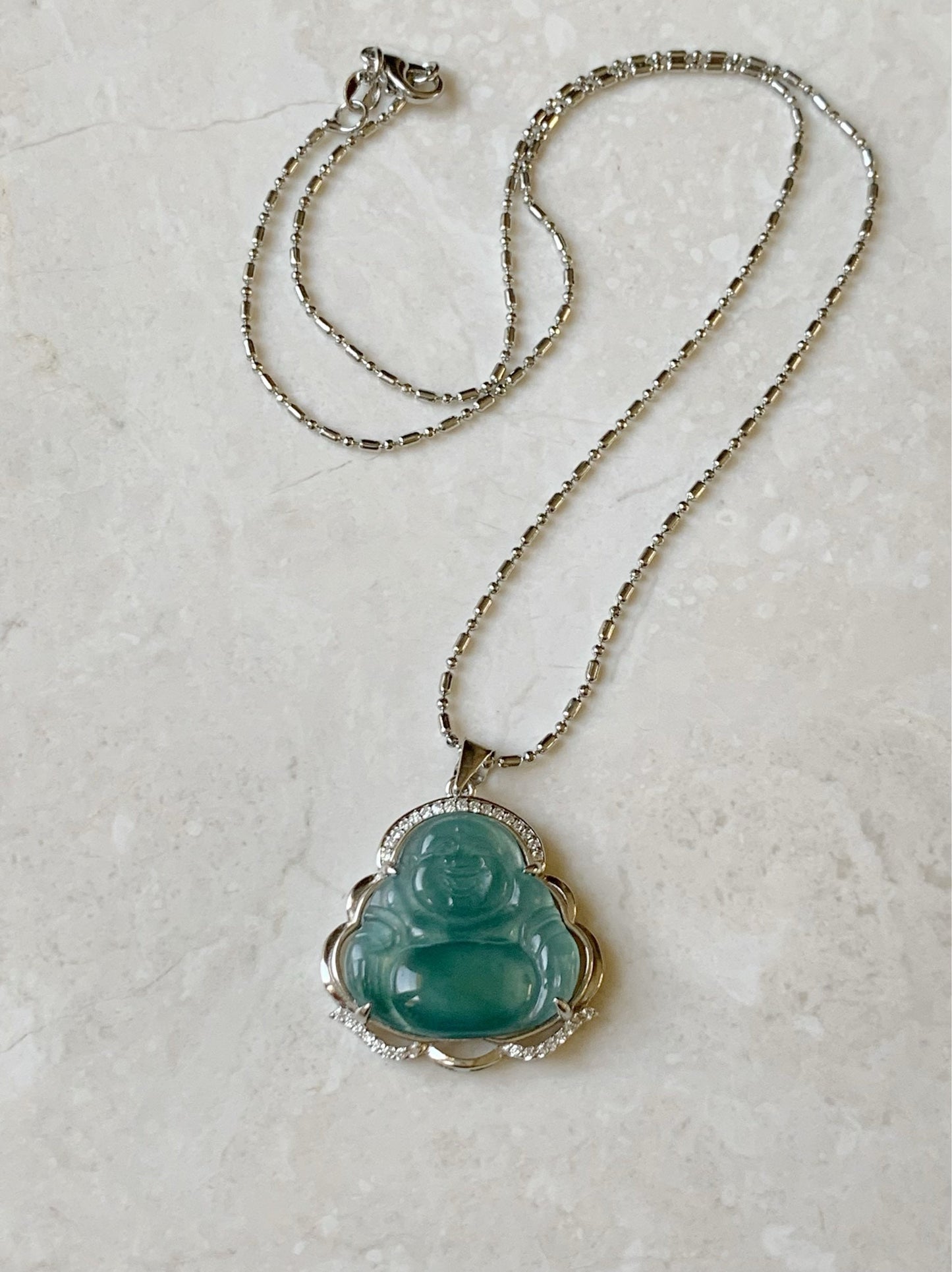 Natural Guatemalan Premium Highly Translucent Icy Blue Or Bi-Colored Jadeite Buddha Pendant S925 Silver 天然冰危正冰翡翠佛公镶嵌吊坠