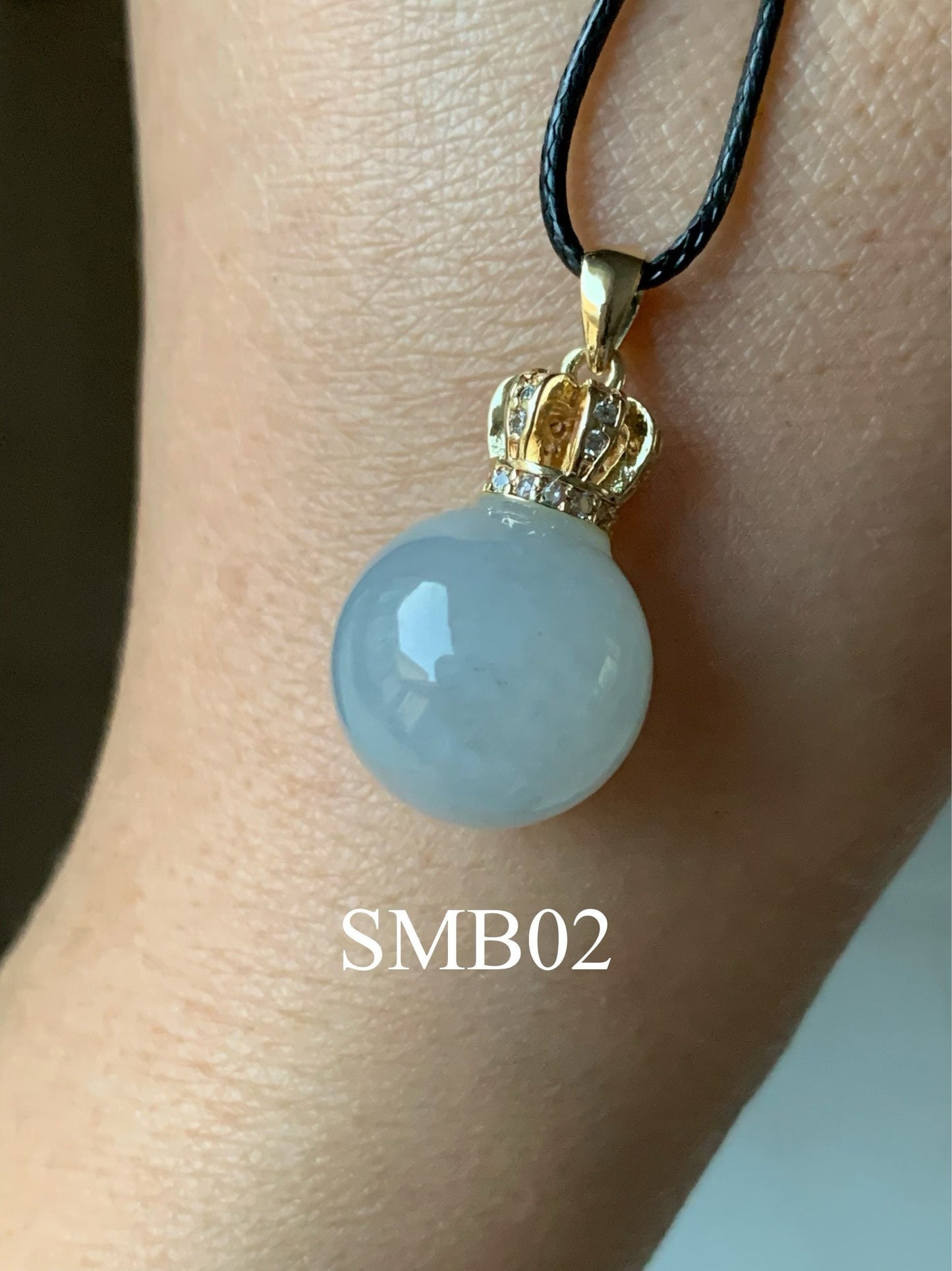 Huge Natural Burmese Translucent Wuji Light Blue Jadeite Single Bead Pendant 14K Yellow Gold PLATED 天然缅甸蓝底冰乌鸡翡翠单珠吊坠14K包金