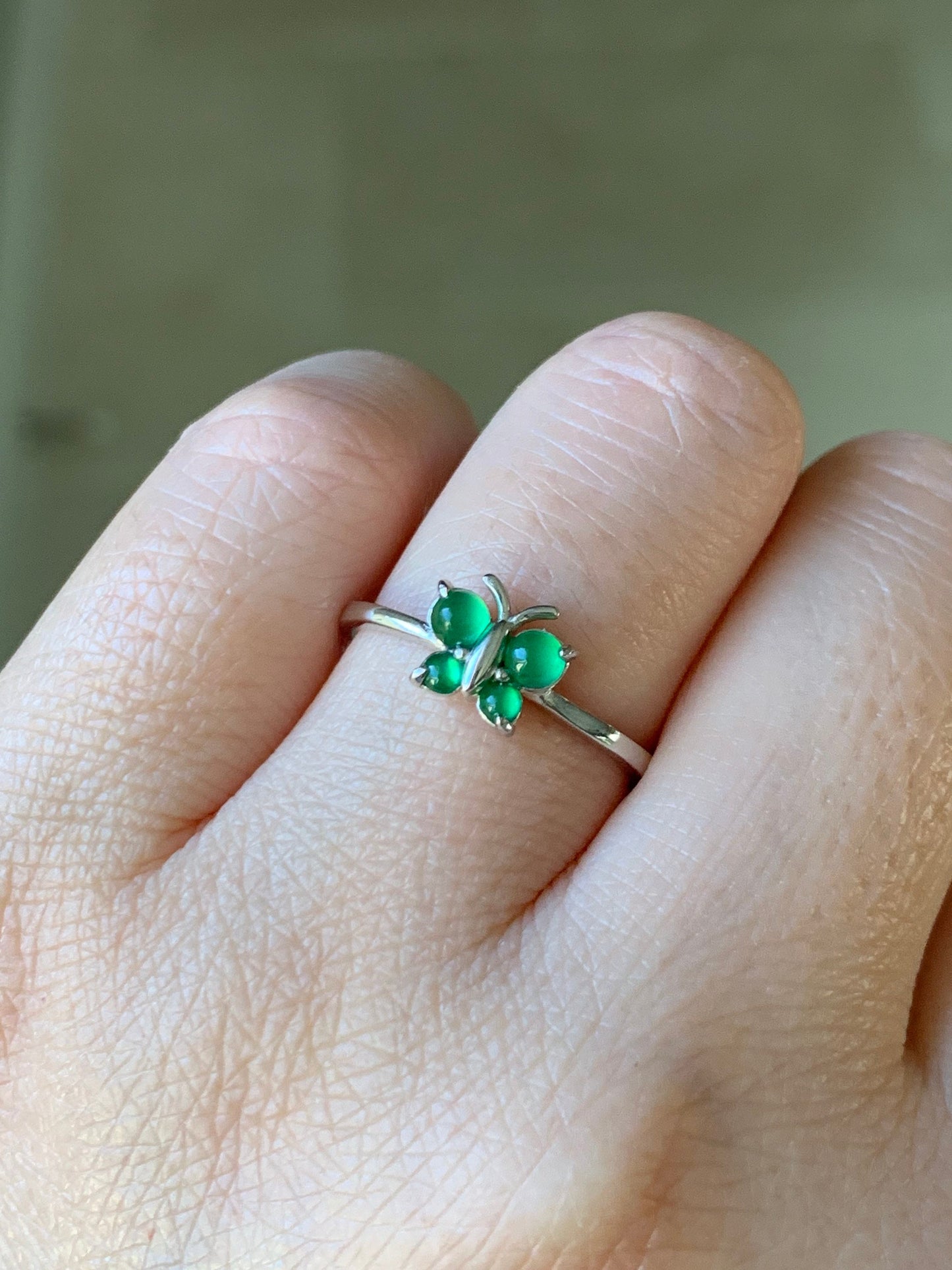 Natural Guatemalan Icy Highly Translucent Vibrant Green Jadeite Butterfly Design Ring or Stud Earrings S925 Silver 天然老种高危阳绿翡翠蝴蝶银镶 WHD100