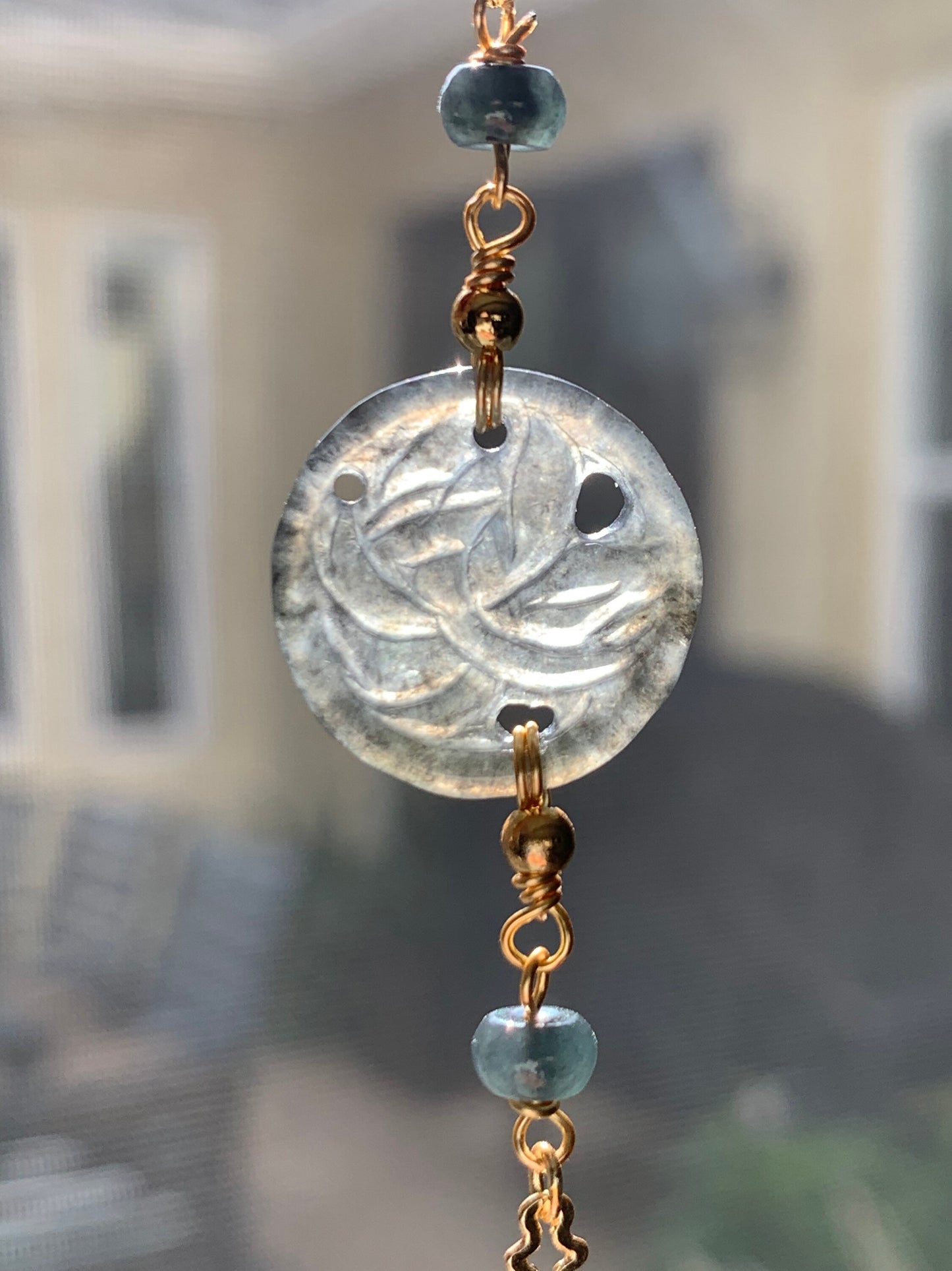 Natural Burmese Grade A Translucent Icy Wuji Jadeite Engraved w/ Lotus Flower Chain Bracelet Adjustable 14K Plated 天然缅甸冰乌鸡翡翠镂空雕莲花手链包金