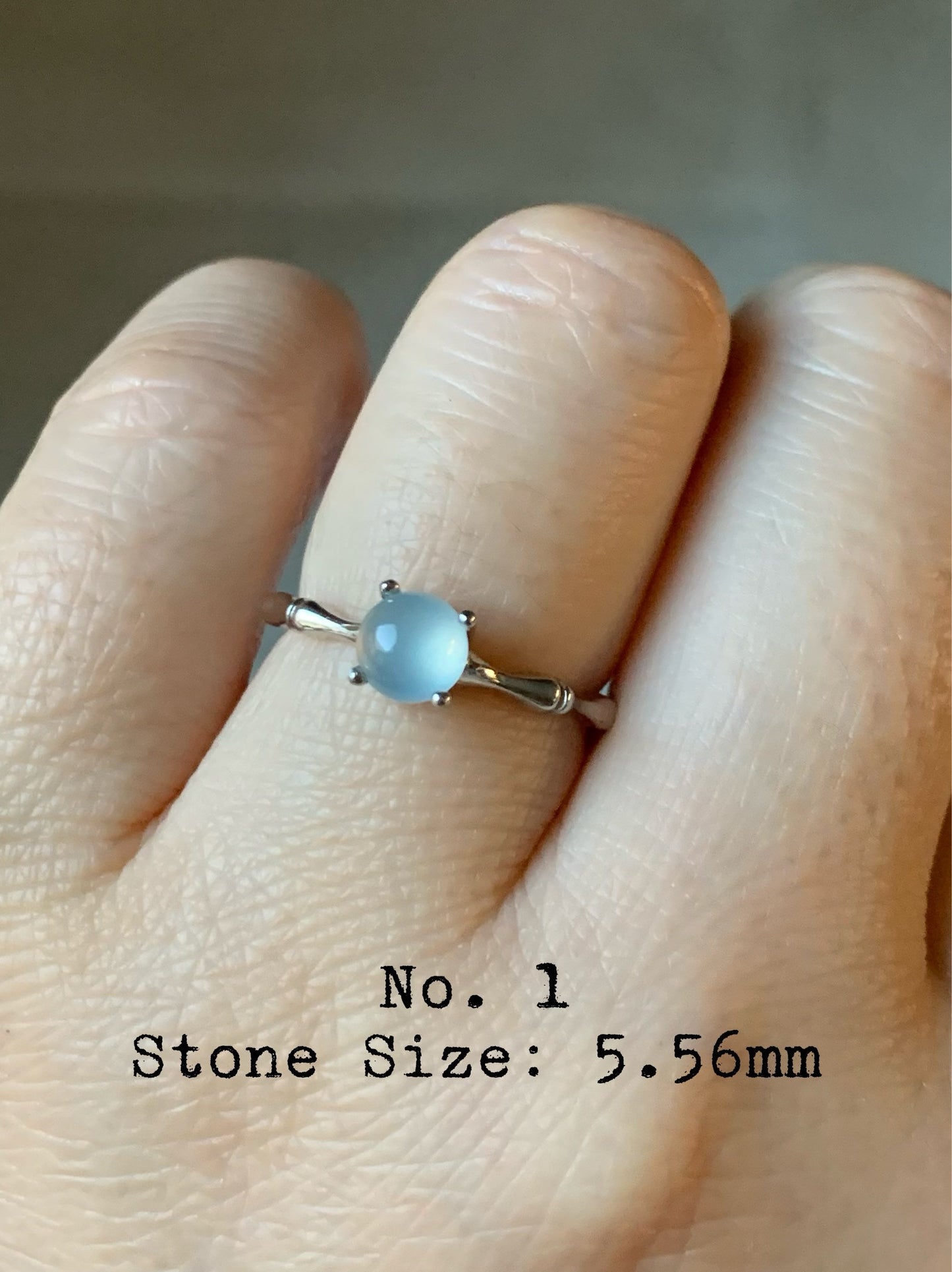 Natural Guatemalan Highly Translucent Glowing Blue Jadeite Solitaire Bamboo Ring S925 Silver Adjustable Size 天然冰危蓝翡翠竹节款银镶戒指