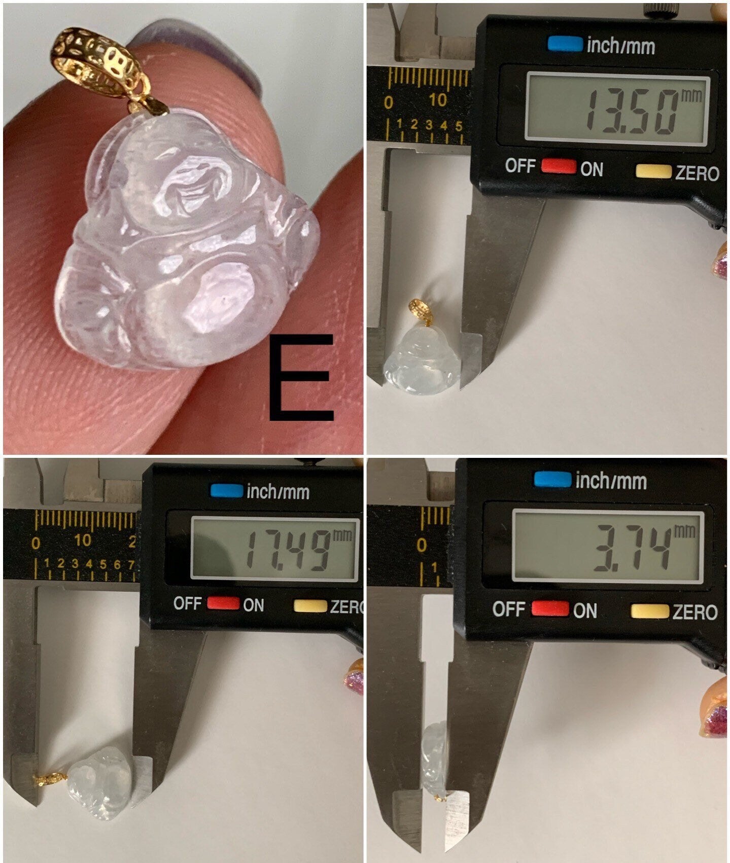 PETITE Natural Burmese Premium Highly Translucent Icy Jadeite Buddha Petite Pendant 18K Yellow or White Gold Bail 天然缅甸老种正冰起钢翡翠佛公镶嵌吊坠