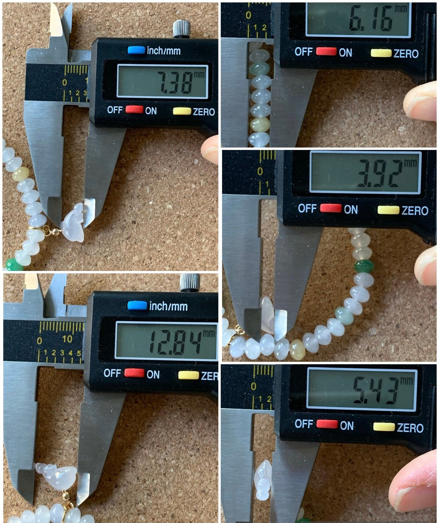 Burmese Natural Premium Icy translucent Multi-Colored Jadeite Drum Beads Beaded Bracelet w/ Carved Dolphin Charm 6.75” 天然缅甸起冰起光多宝翡翠鼓珠手串