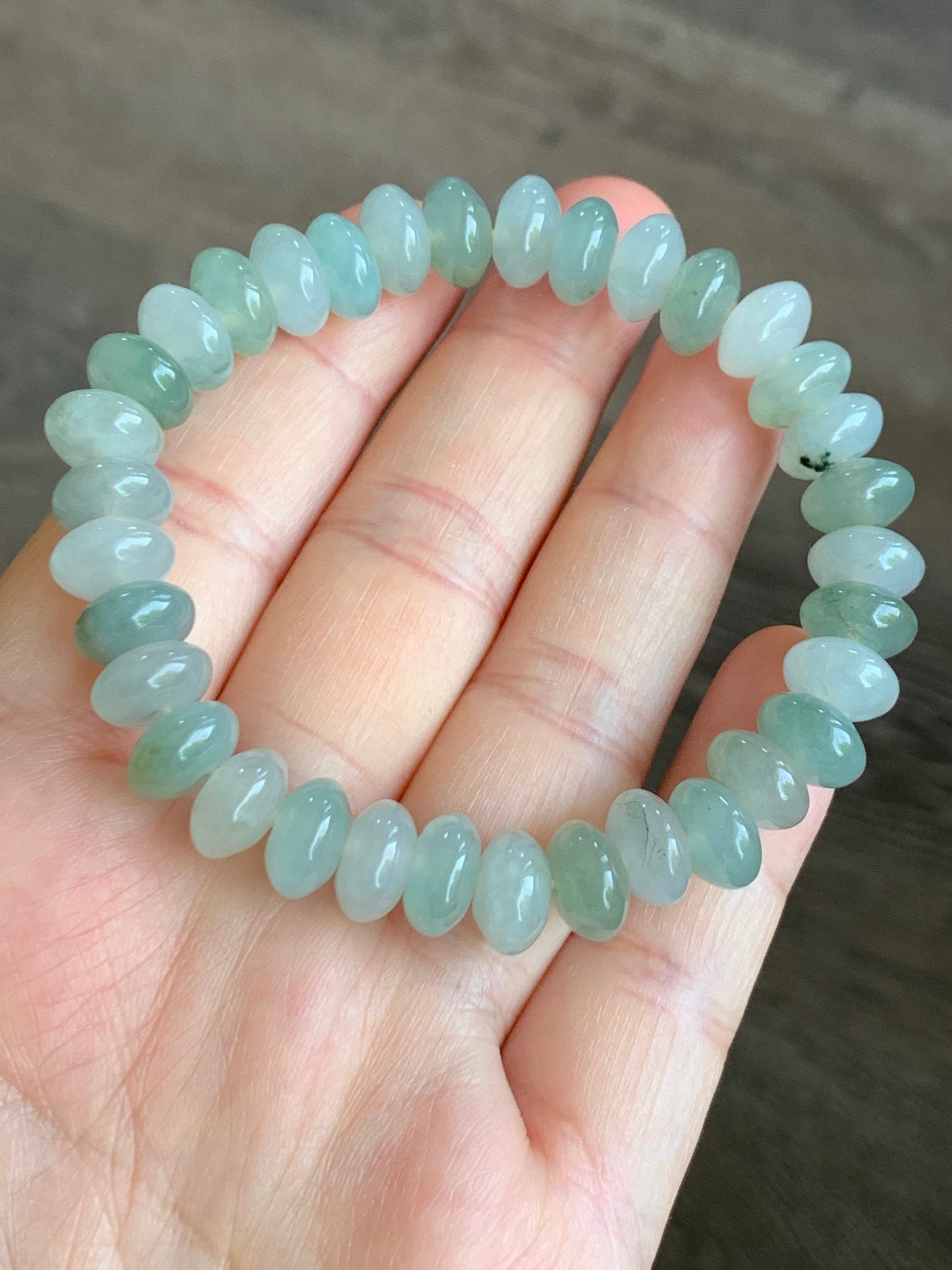 Large Natural Burmese Icy Translucent Multi-Colored Jadeite Drum Beads Beaded Bracelet 6.75” 天然缅甸冰多宝翡翠大卡鼓珠手串