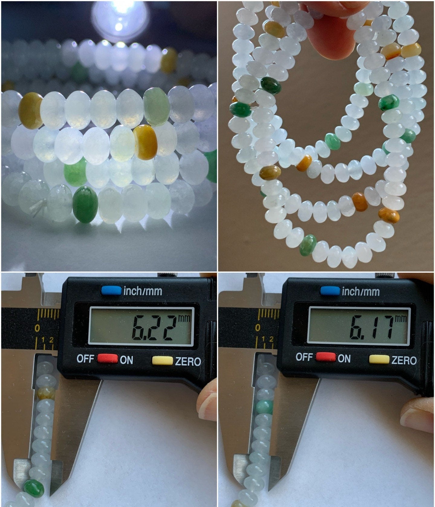 April Special! Burmese Natural Icy Translucent Multi-Colored Jadeite Drum Beads Beaded Bracelet 6mm 6.25” 天然缅甸冰多宝翡翠鼓珠手串 XGSP29