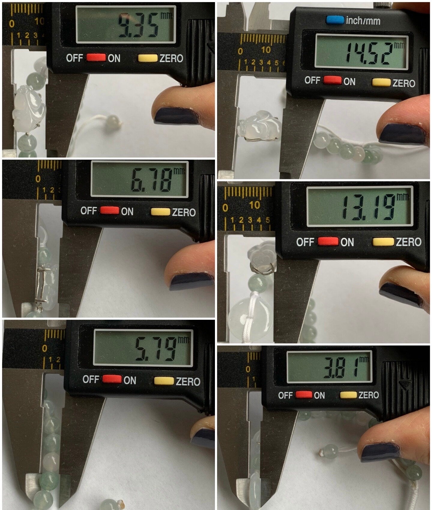 Natural Burmese Icy Translucent White jadeite Goldfish & Donut Ping An Kou Beaded Bracelet 6.75” S925 Silver 天然缅甸白冰翡翠金鱼平安扣冰晴圆珠手串