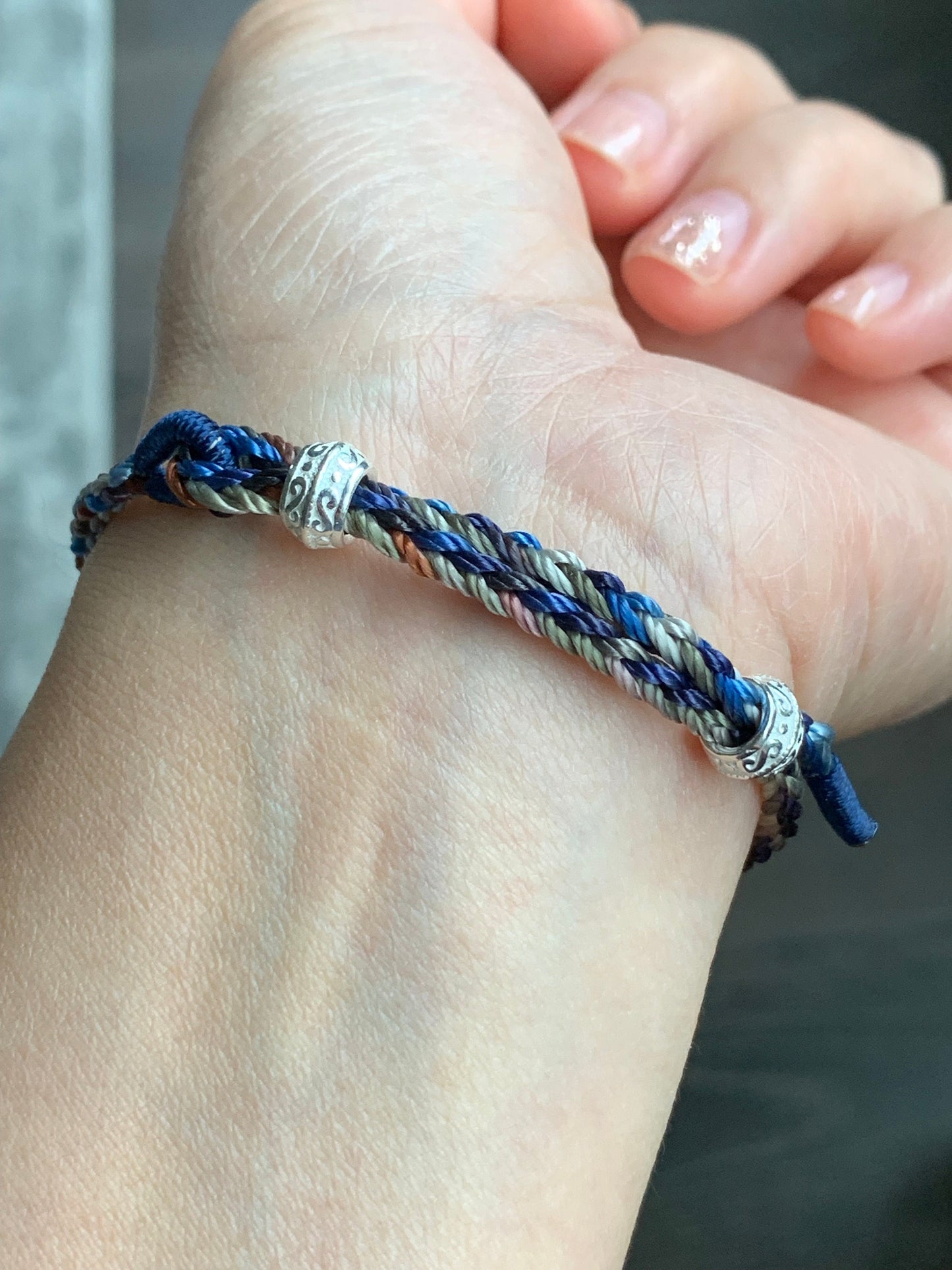 Natural Burmese Icy Translucent Sky Blue Jadeite Large Drum Bead Rope Bracelet w/ 999 Silver Drum Beads Adjustable 天然缅甸冰胶天空蓝翡翠大鼓珠足银环手绳