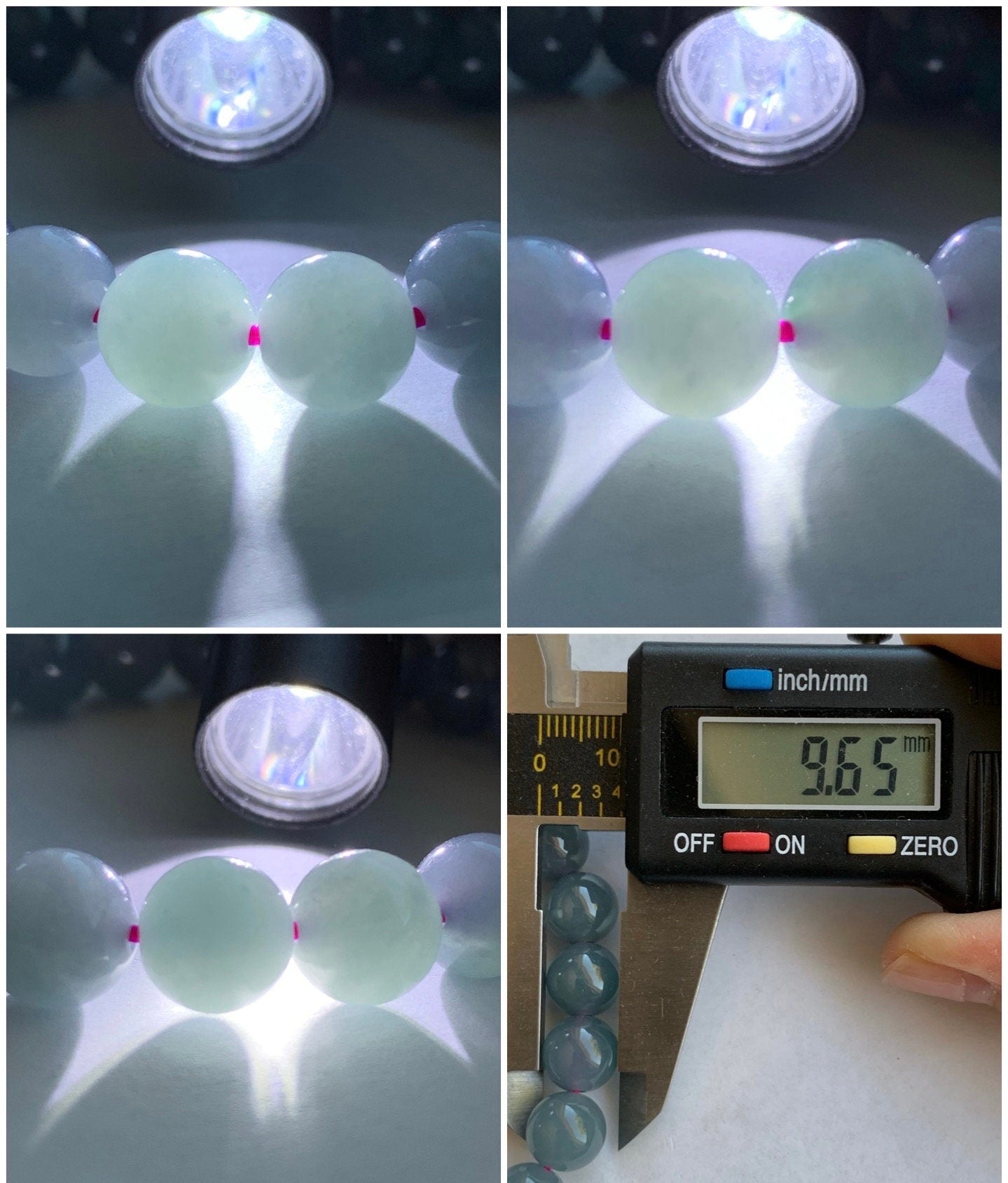 Natural Guatemalan Icy Translucent Purplish Blue Jadeite Beaded Bracelet Stretchy 9.6mm 7.25” 天然冰危蓝紫翡翠圆珠手串 LZD829