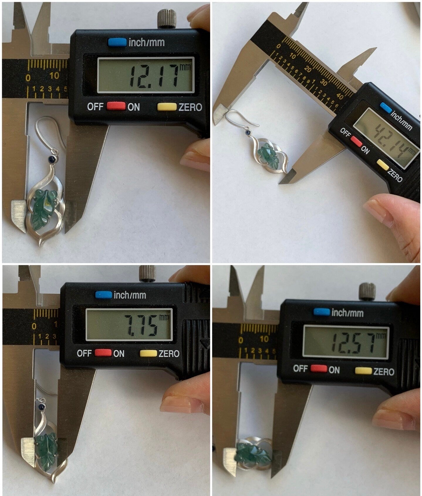 Certified Natural Guatemalan Icy Highly Translucent Teal Blue Jadeite Goldfish Dangle Earrings Sterling Silver 天然冰危蓝绿翡翠金鱼银镶耳钩耳吊