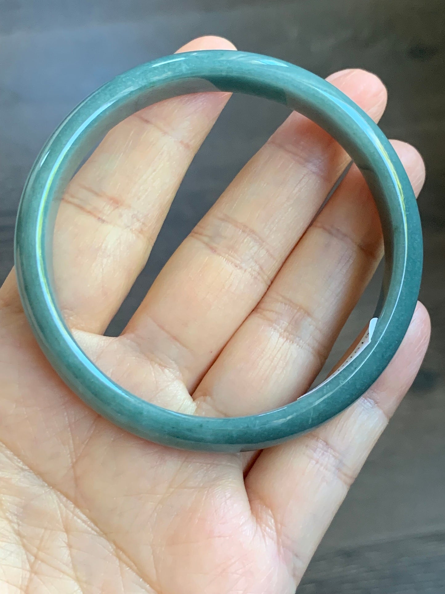 Certified Natural Guatemalan Icy Dusty Blue Jadeite Wide Bangle Bracelet 59.5mm 10.67x6mm 34.3g 天然危地马拉蓝水翡翠正圈手镯 5130