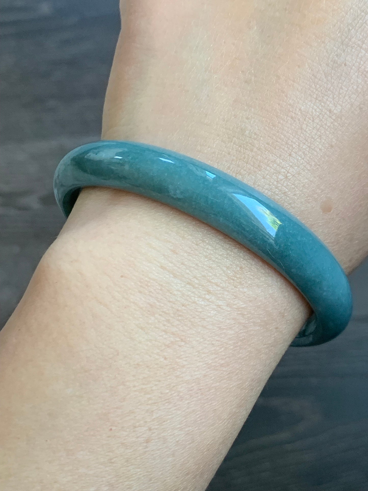Certified Natural Guatemalan Icy Dusty Blue Jadeite Wide Bangle Bracelet 59.5mm 10.67x6mm 34.3g 天然危地马拉蓝水翡翠正圈手镯 5130