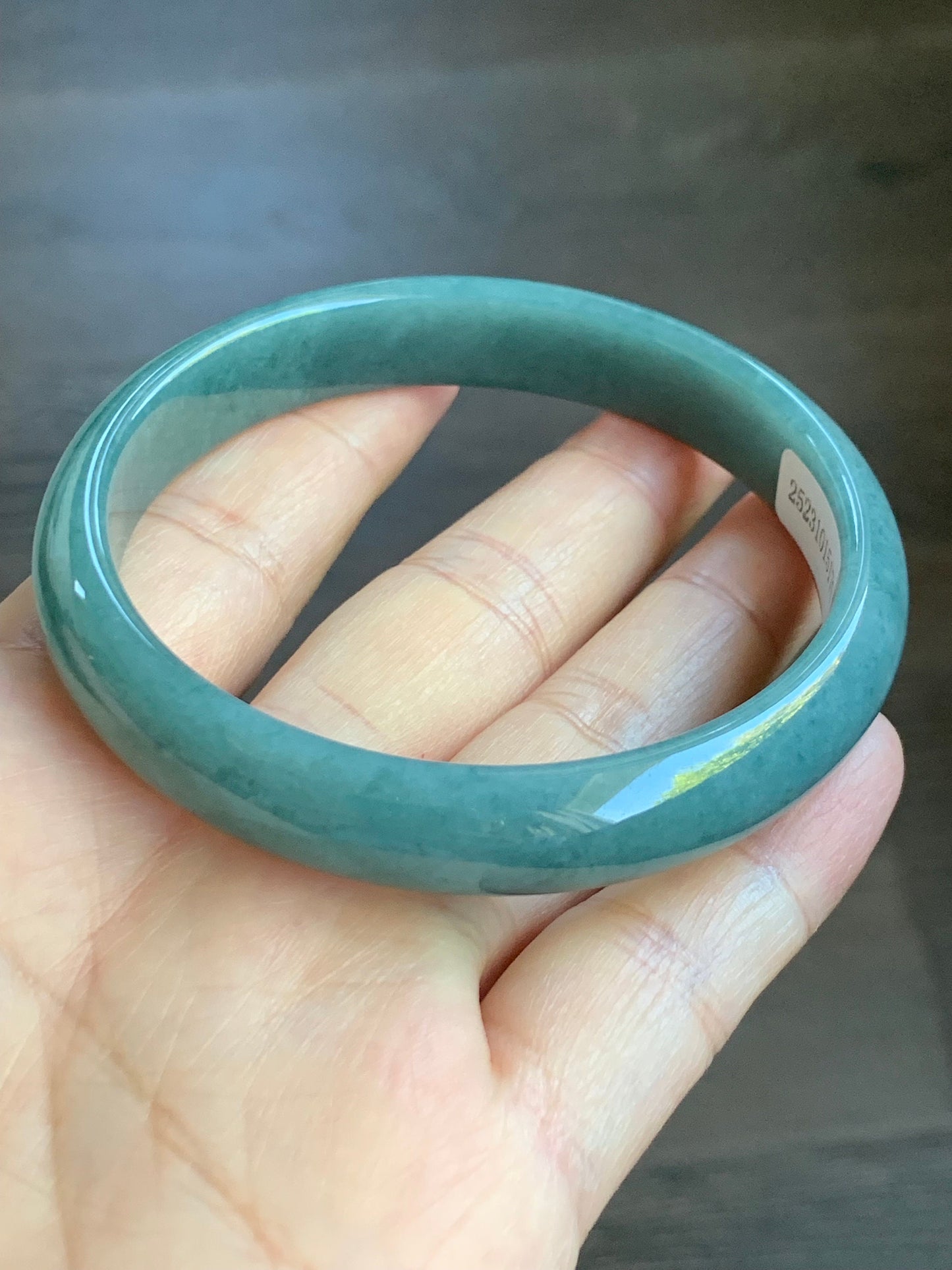 Certified Natural Guatemalan Icy Dusty Blue Jadeite Wide Bangle Bracelet 61.9mm 12x7.2mm 45.24g 天然危地马拉蓝水翡翠正圈手镯 5170
