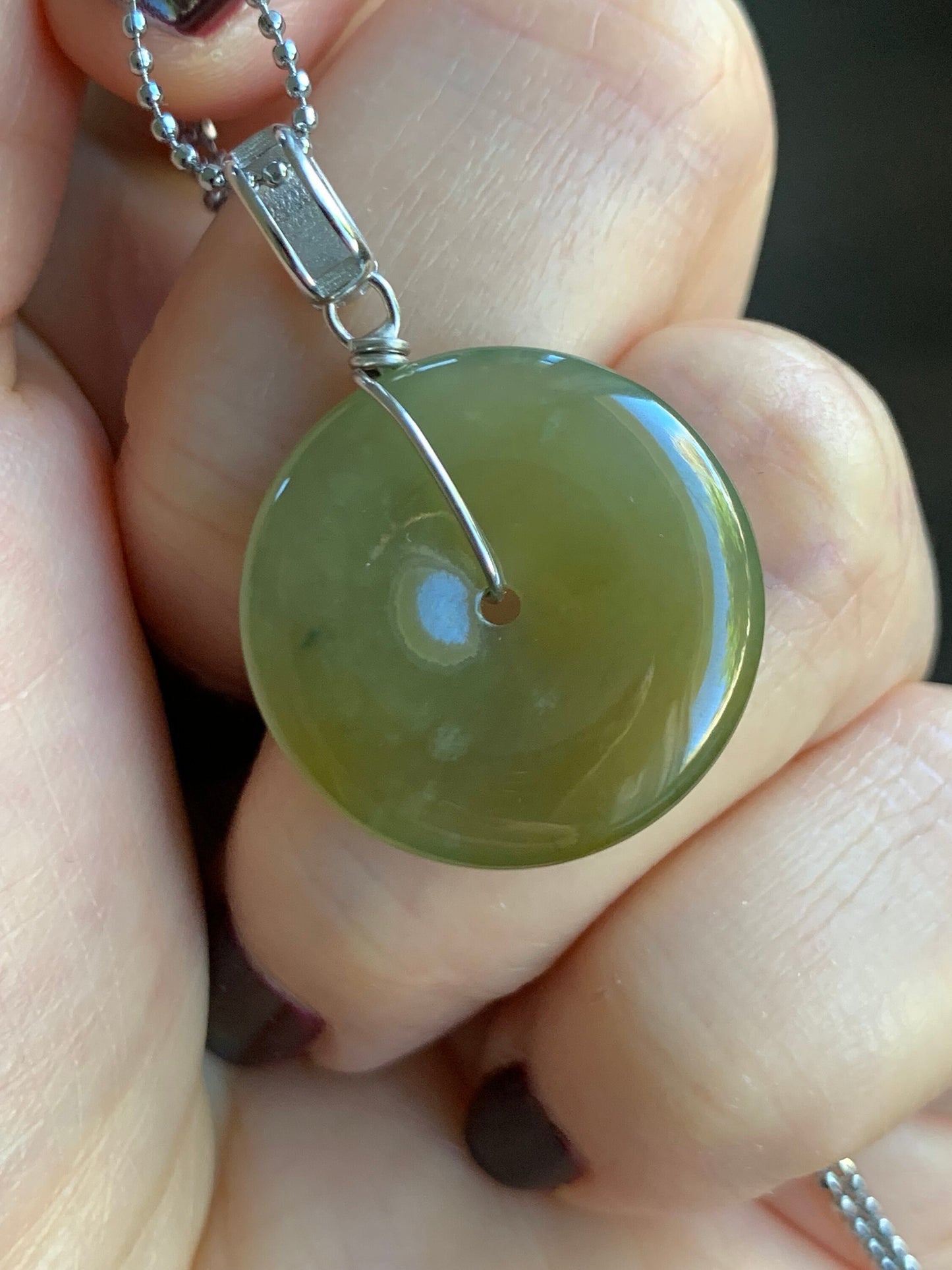 Natural Guatemalan Icy Highly Translucent Dark Yellow Jadeite Ping An Kou Donut Pendant S925 Sterling Silver 天然冰透危黄翡平安扣吊坠