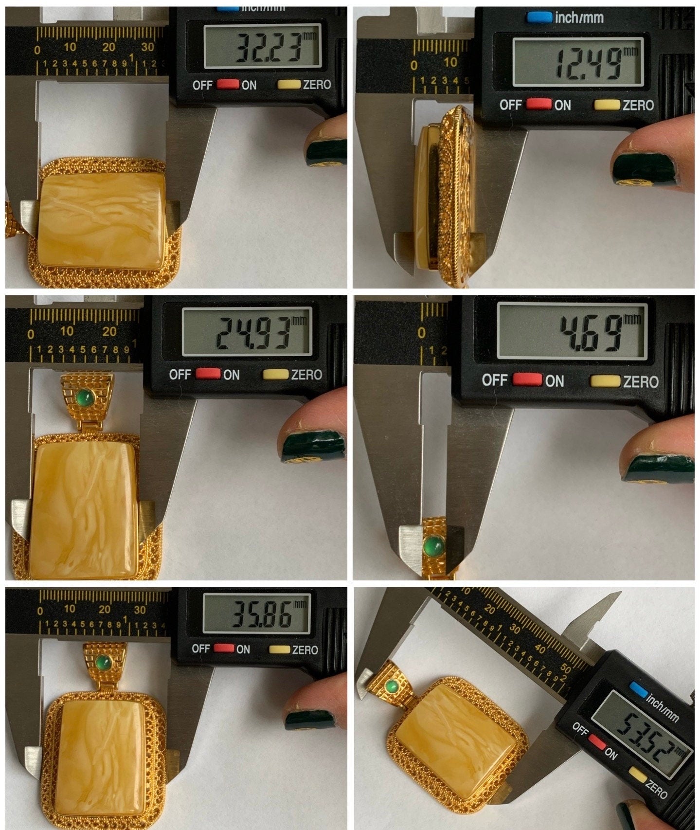 Certified Natural Large Rectangle Fossilized Tree Resin Beewax Teardrop Icy Green Jadeite Pendant Sterling Silver 21.7g 天然长方形冰危绿翡翠顶珠重银镶吊坠