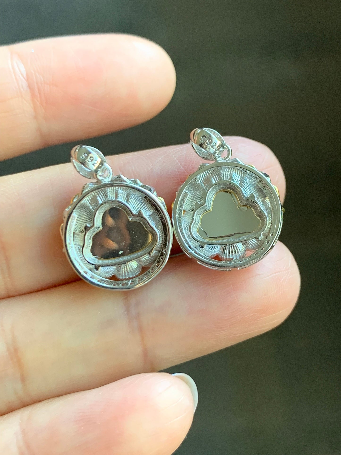 Petite Natural Guatemalan Premium Icy Highly Translucent Teal Blue Jadeite Buddha Pendant Two-Tone Sterling Silver 天然高冰危蓝翡翠小佛公银镶吊坠