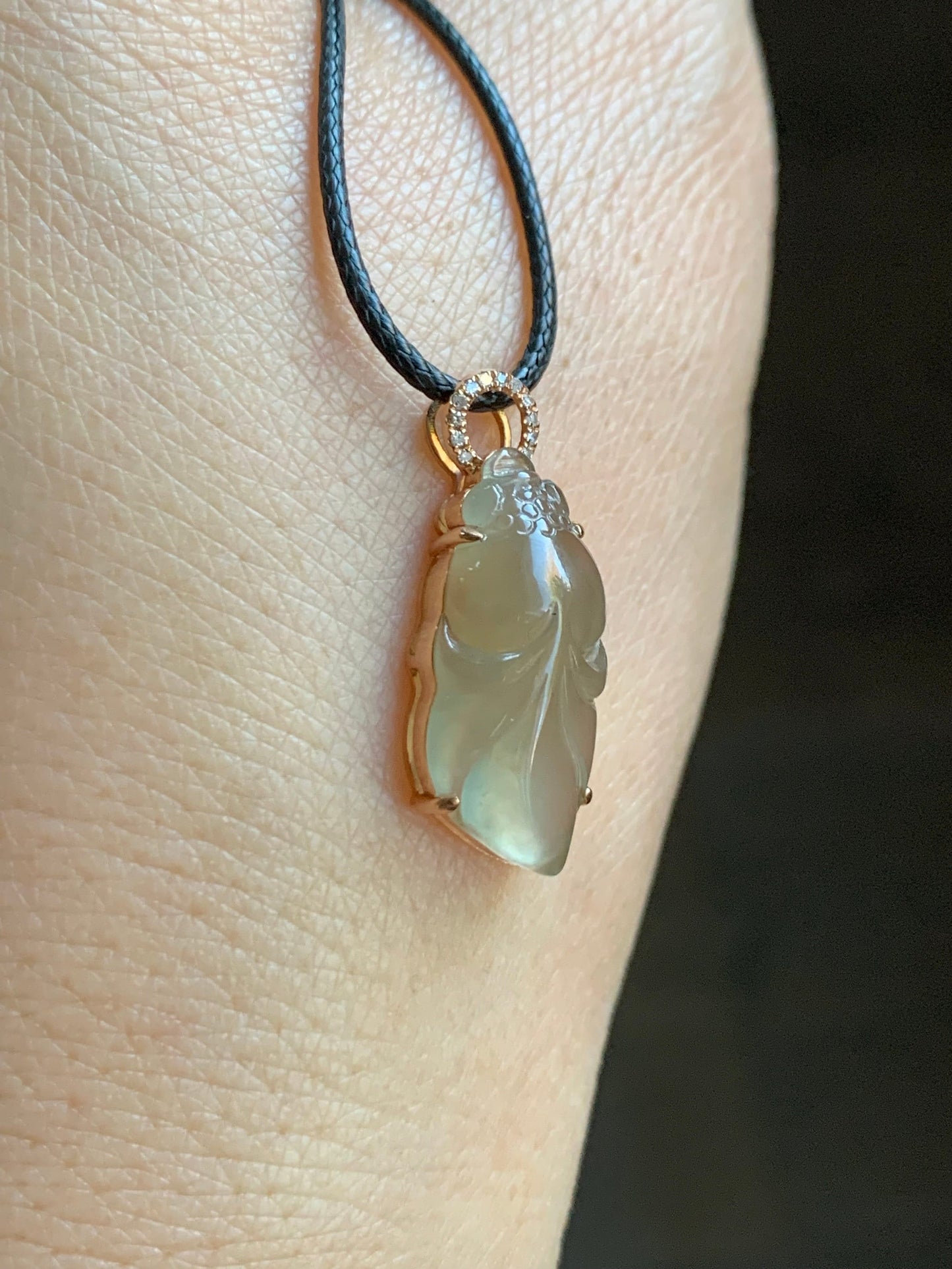 Certified Natural Burmese Highly Translucent Gelatinous Icy Tea Colored Jadeite Goldfish Pendant 18K Rose Gold Diamonds 天然缅甸老种冰红茶翡翠金鱼钻石镶嵌吊坠