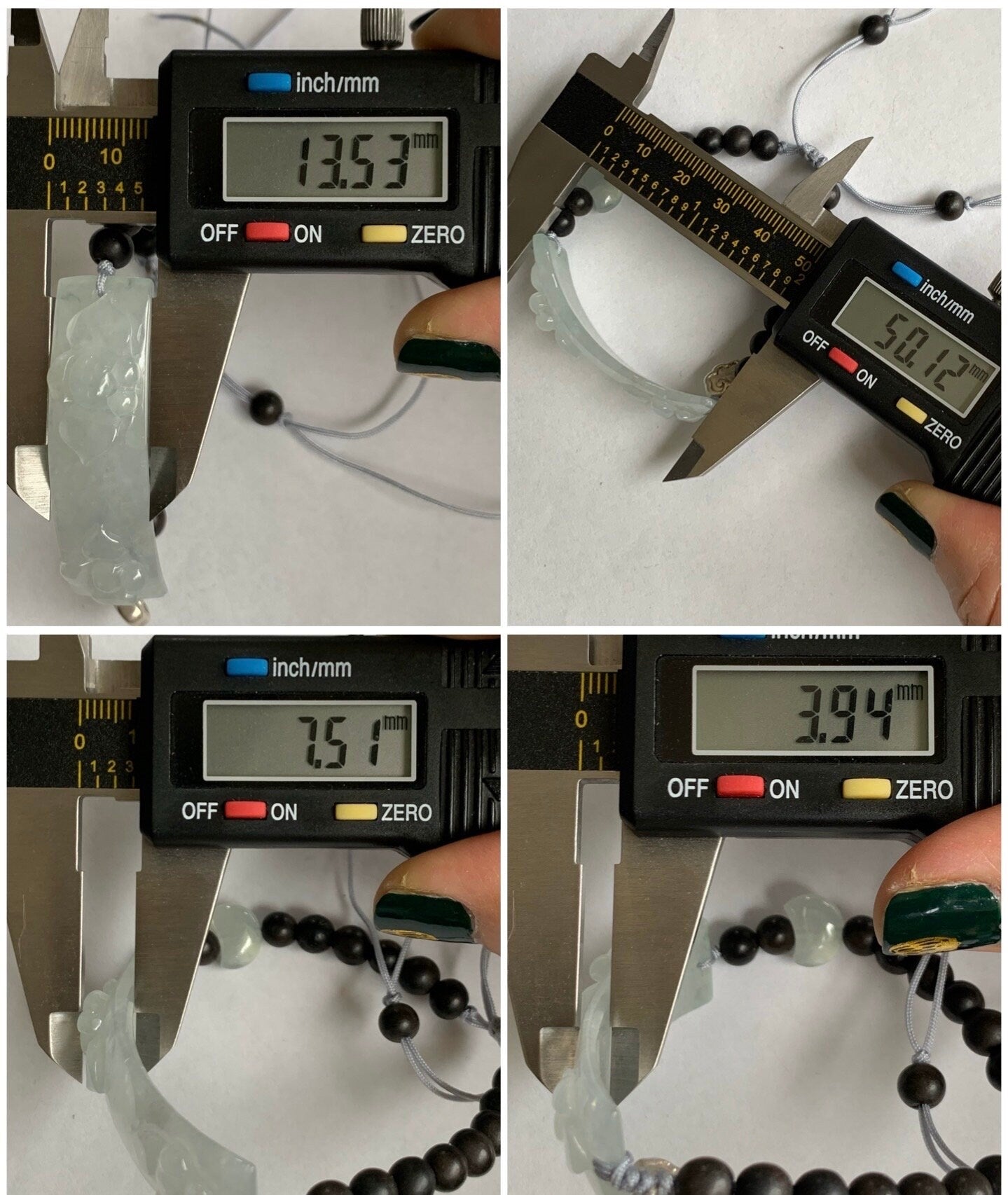 Certified Natural Burmese Icy Highly Translucent Jadeite Lotus Flower Black Agarwood Beaded Bracelet 6.5”-8” 天然缅甸冰胶白冰翡翠莲花手牌沉香木珠手串 0910