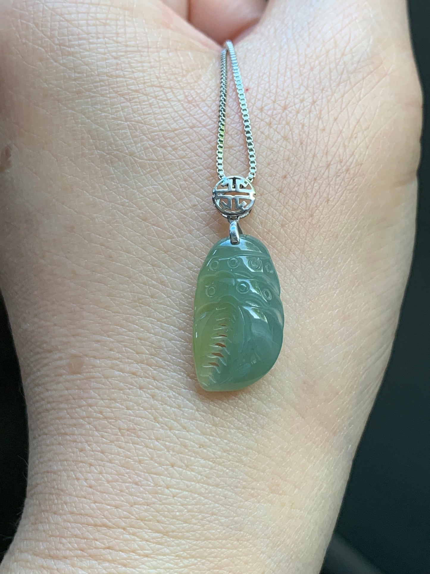 Natural Guatemalan Icy Translucent Dusty Blue & Yellow Jadeite Crab Claw Pendant 18K White Gold Bail 天然冰危蓝加黄翡翠蟹钳镶嵌吊坠