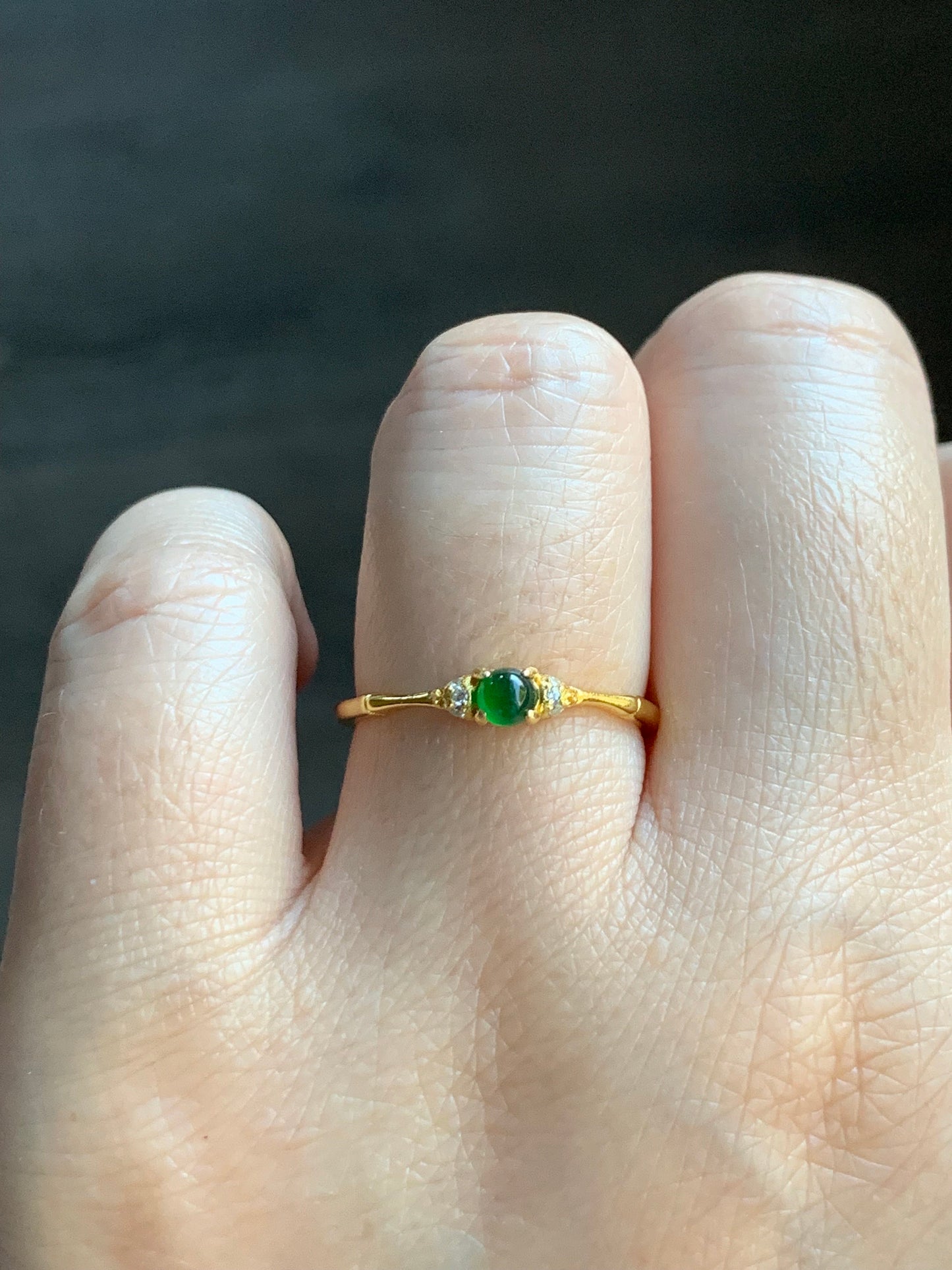 Natural Guatemalan Icy Translucent Vibrant Green Jadeite Bamboo Design Ring S925 Sterling Silver Size 7 Adjustable 天然冰危绿翡翠竹节银镶戒指 ZJW50