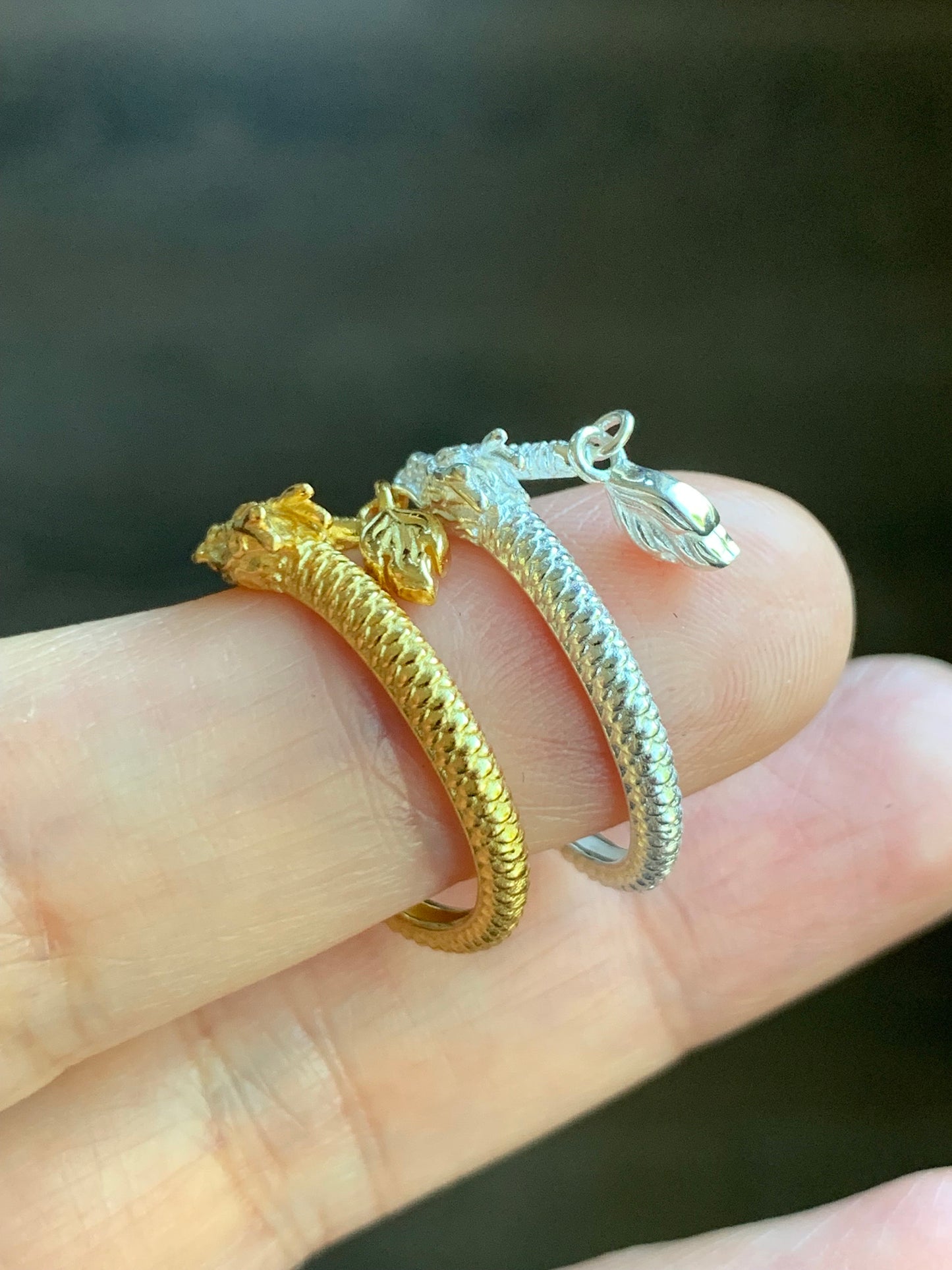 S925 Sterling Silver Dragon Bypass Style Open Band Ring Size Adjustable 3 grams S925纯银盘龙重银开口可调节戒圈