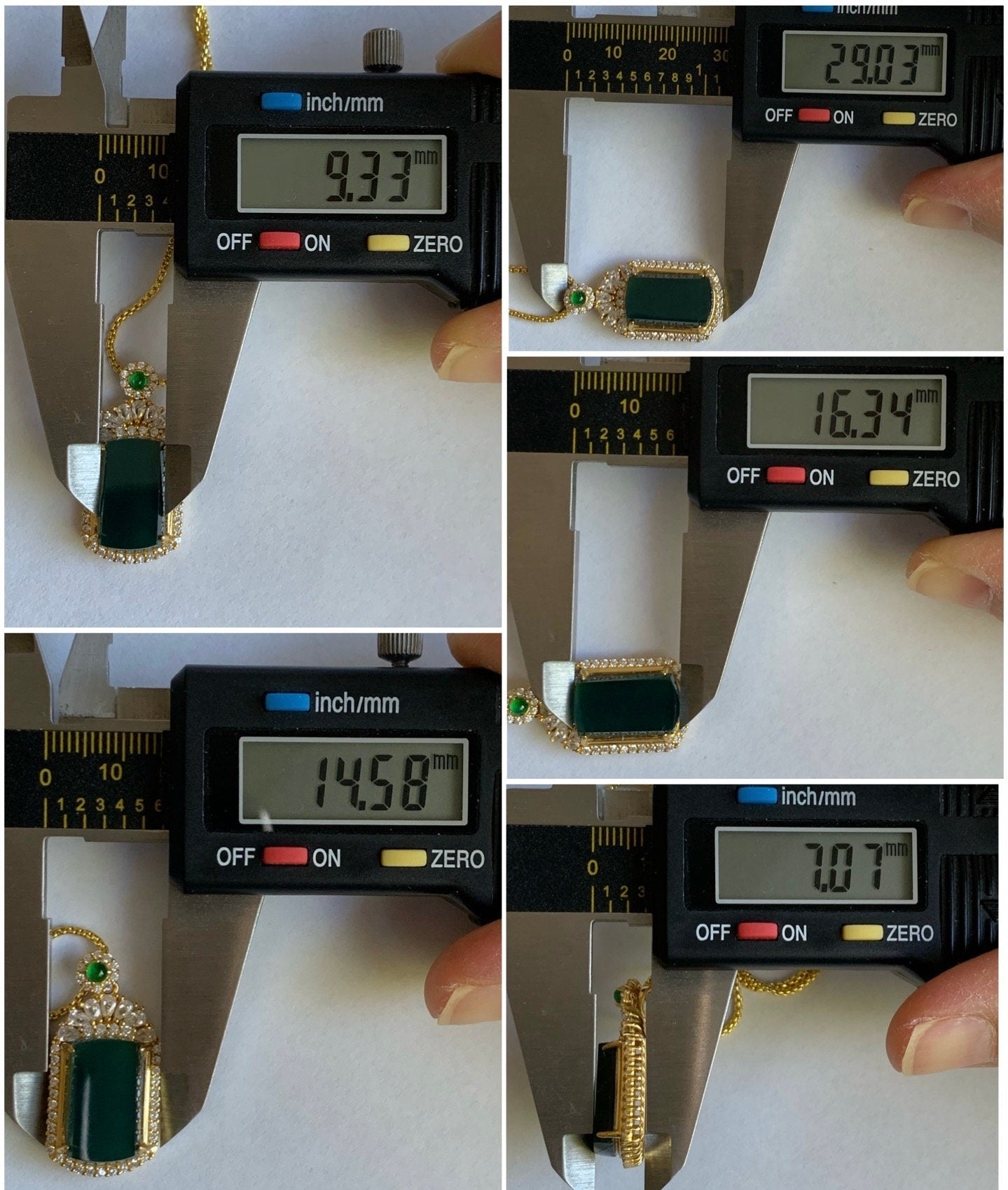 Certified Natural Guatemalan Icy Translucent Dark Teal Blue Jadeite Wu Shi Pai Pendant Sterling Silver Yellow Gold Finish 天然冰危老蓝水翡翠无事牌镶嵌吊坠