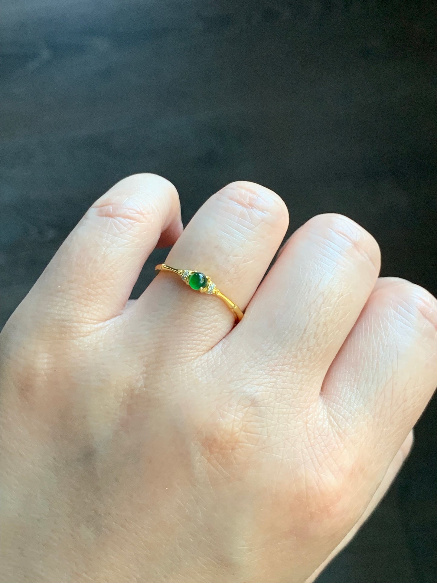 Natural Guatemalan Icy Translucent Vibrant Green Jadeite Bamboo Design Ring S925 Sterling Silver Size 7 Adjustable 天然冰危绿翡翠竹节银镶戒指 ZJW50